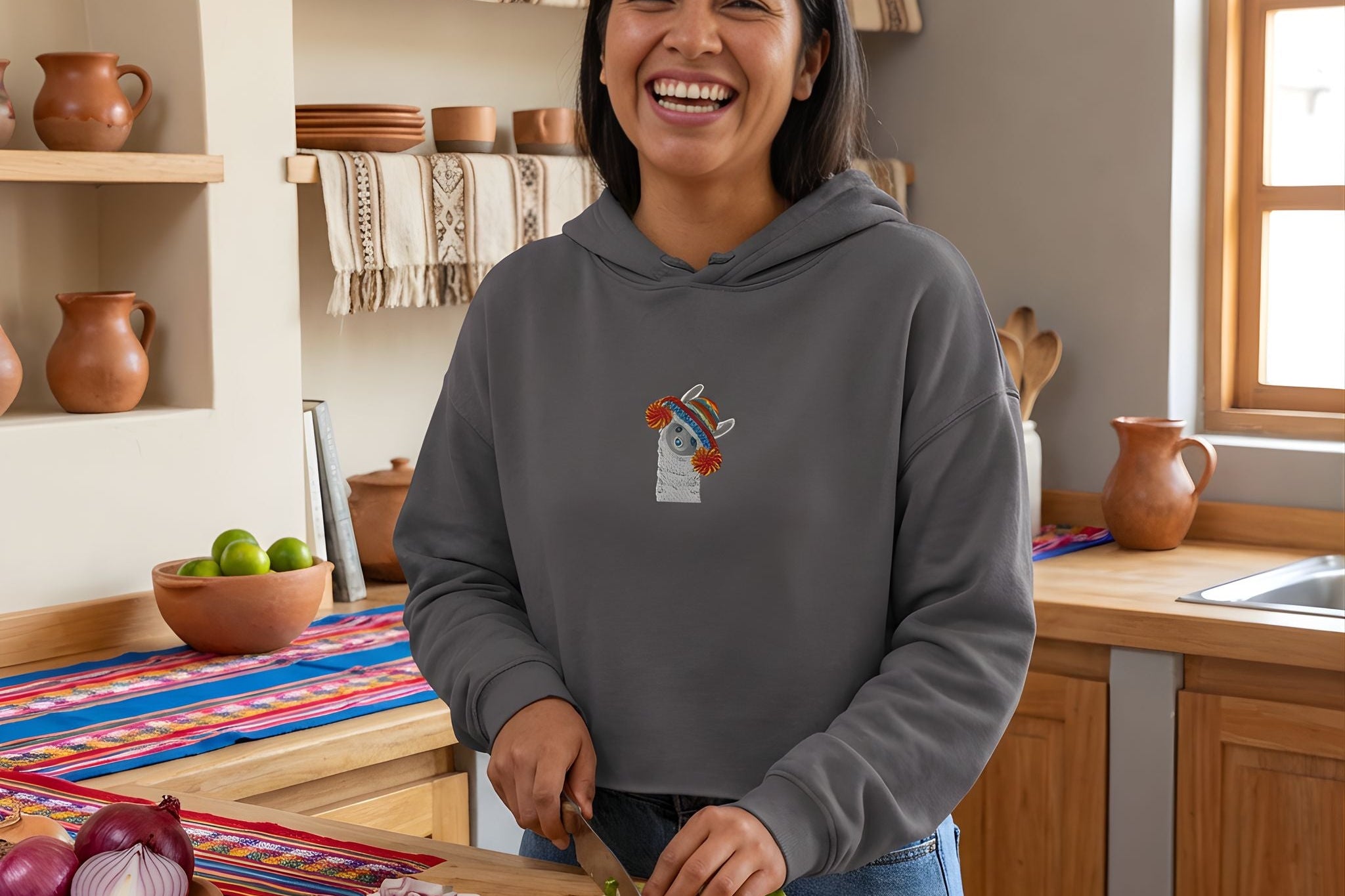 Embroidered Cropped Hoodies