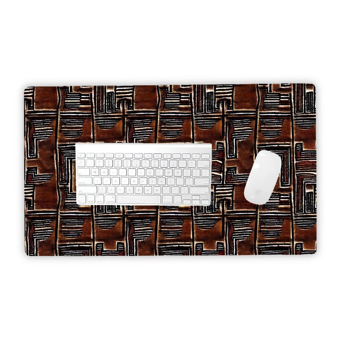Cocoa Lines Mud Cloth Desk Mat - The Global Wanderer