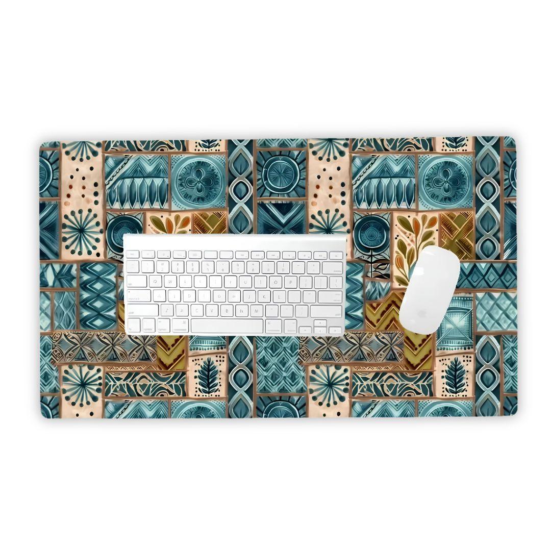 Lagoon Current Tapa Cloth Desk Mat - The Global Wanderer