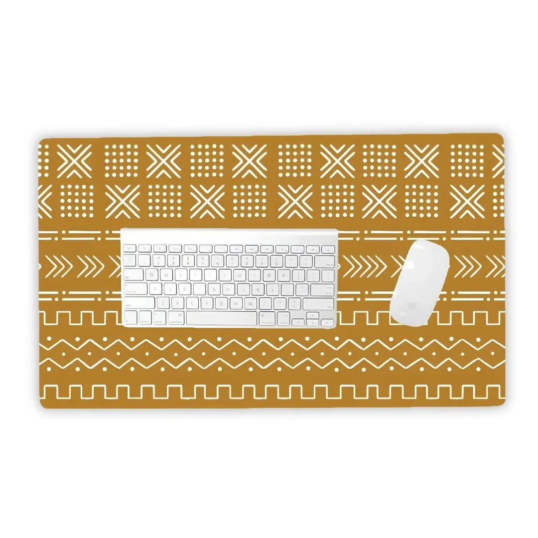 Savanna Ochre Mud Cloth Desk Mat - The Global Wanderer