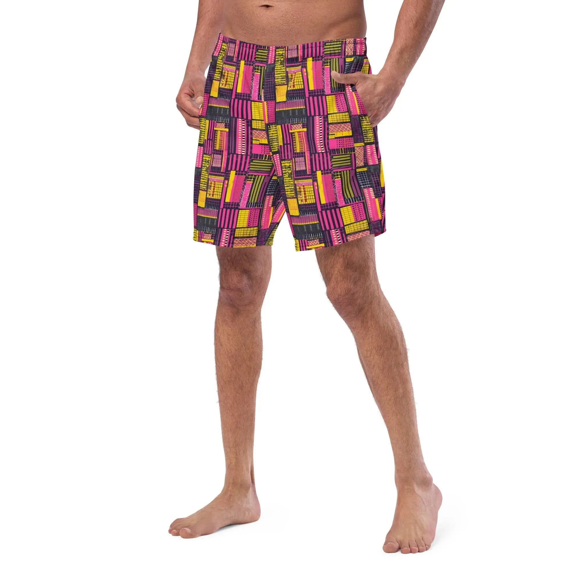 Ghanaian Kente Cloth Recycled Men's Swim Trunks - The Global Wanderer