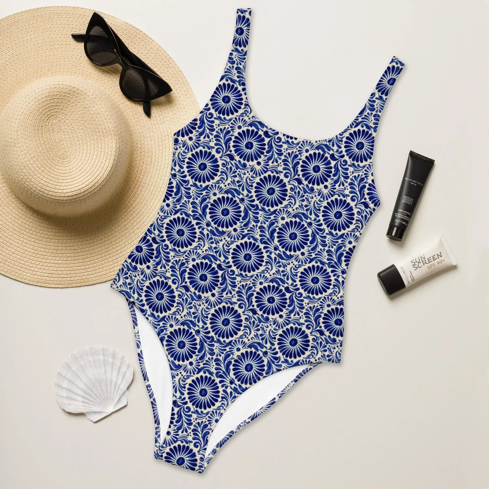 Atlixco Talavera Tile One-Piece Swimsuit - The Global Wanderer