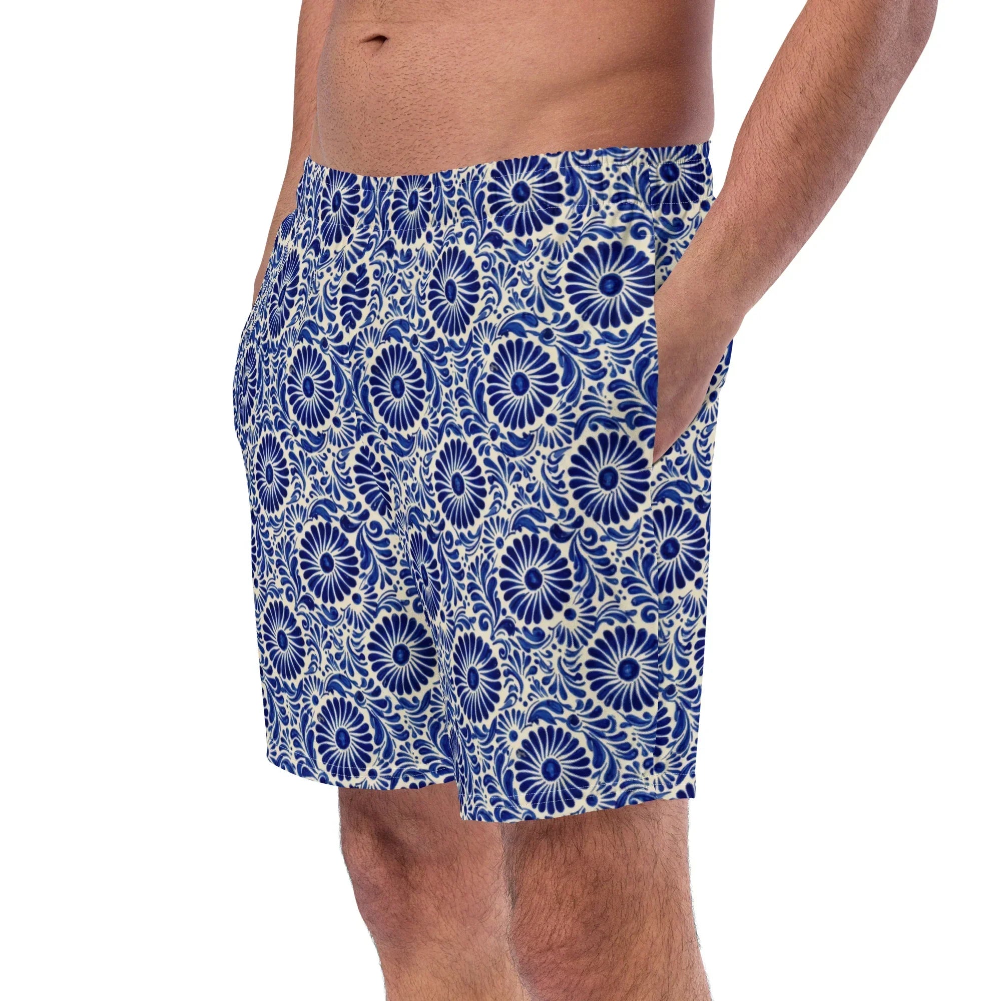 Atlixco Talavera Tile Recycled Swim Trunks - The Global Wanderer