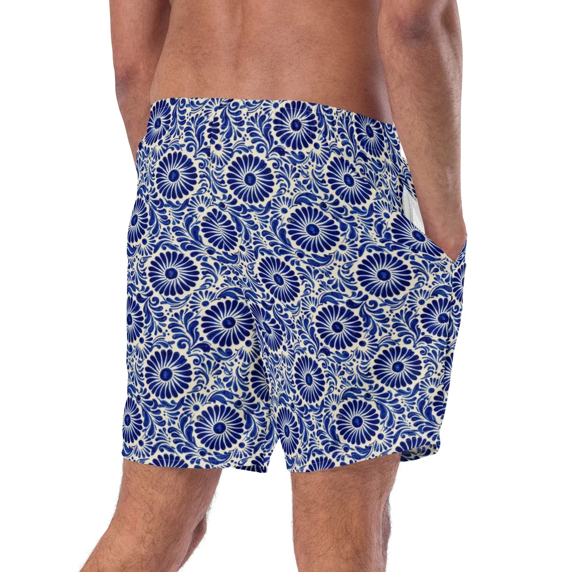 Atlixco Talavera Tile Recycled Swim Trunks - The Global Wanderer