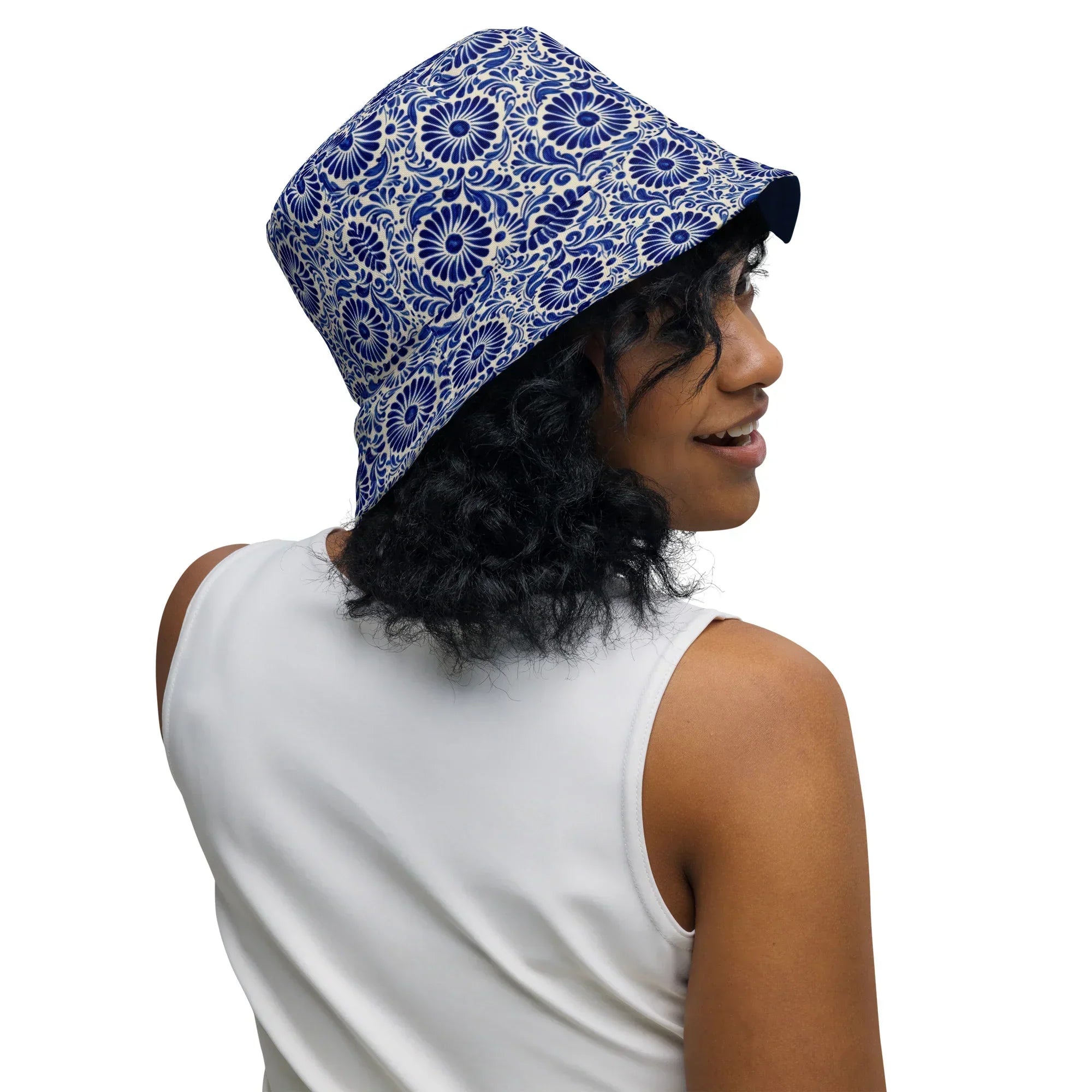 Atlixco Talavera Tile Reversible Bucket Hat - The Global Wanderer