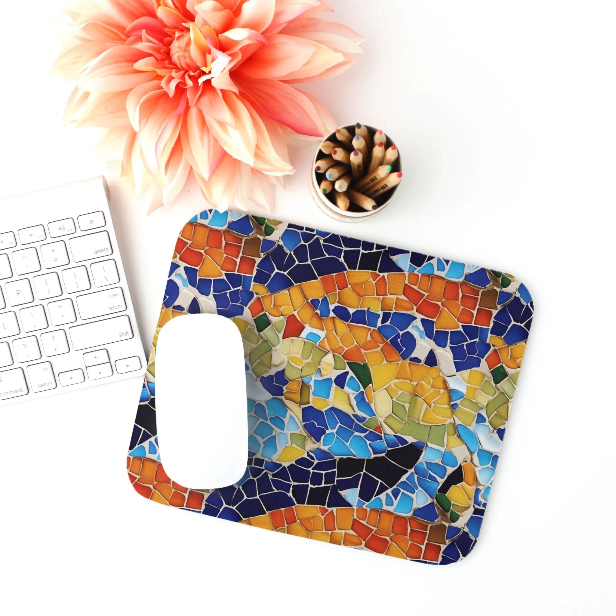 Barcelona Colors Mosaic Mouse Pad - The Global Wanderer