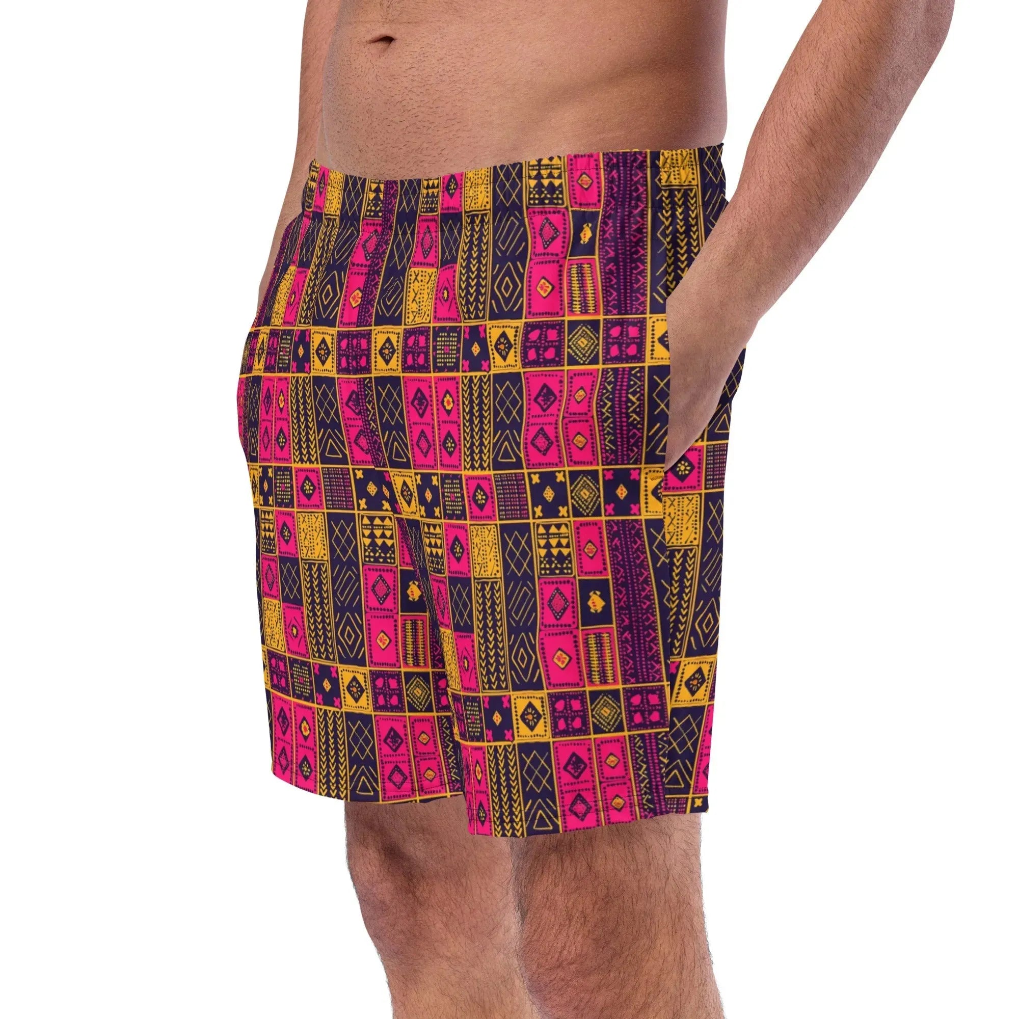 Ghanaian Kente Cloth Recycled Men's Swim Trunks - The Global Wanderer