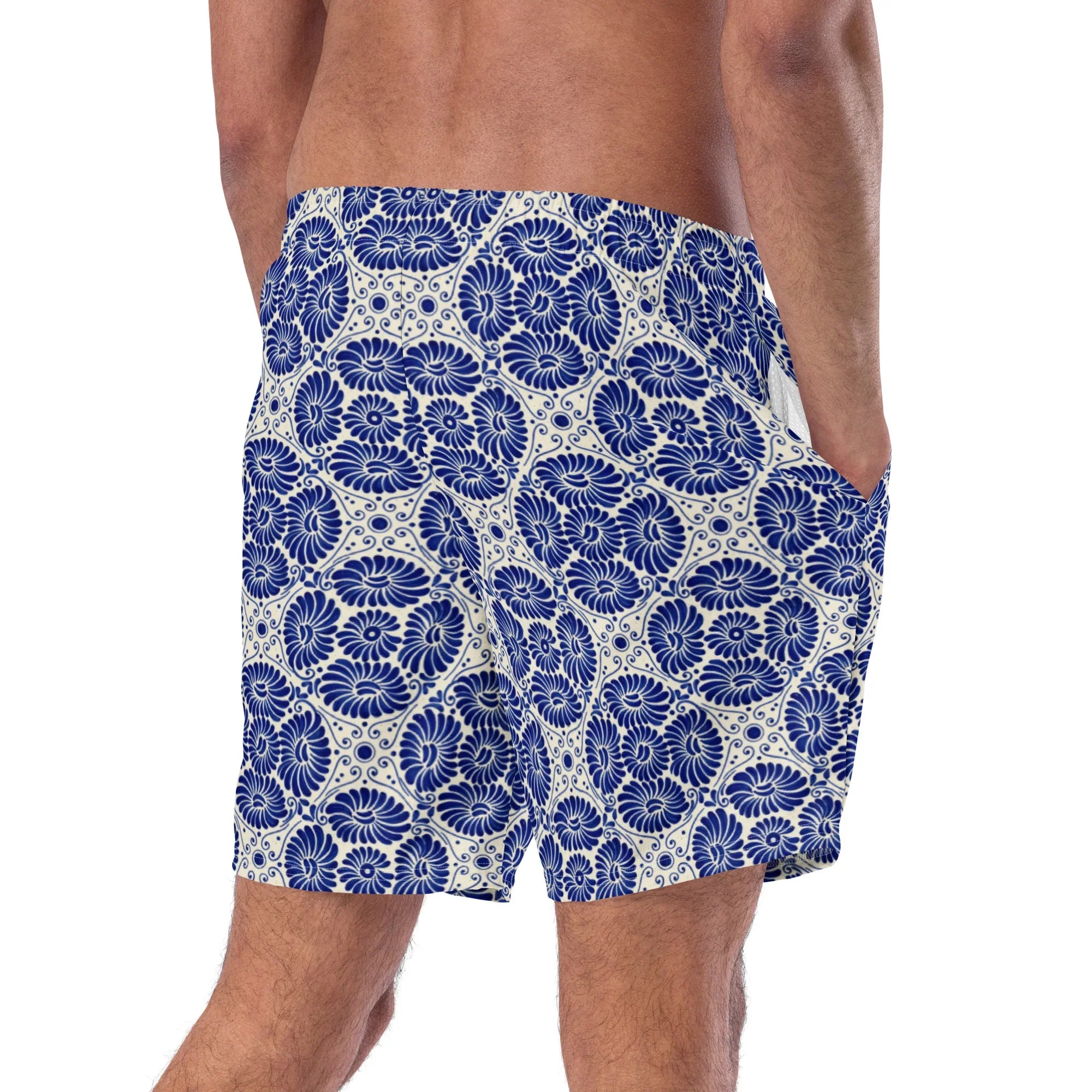 Cholula Talavera Tile Recycled Swim Trunks - The Global Wanderer