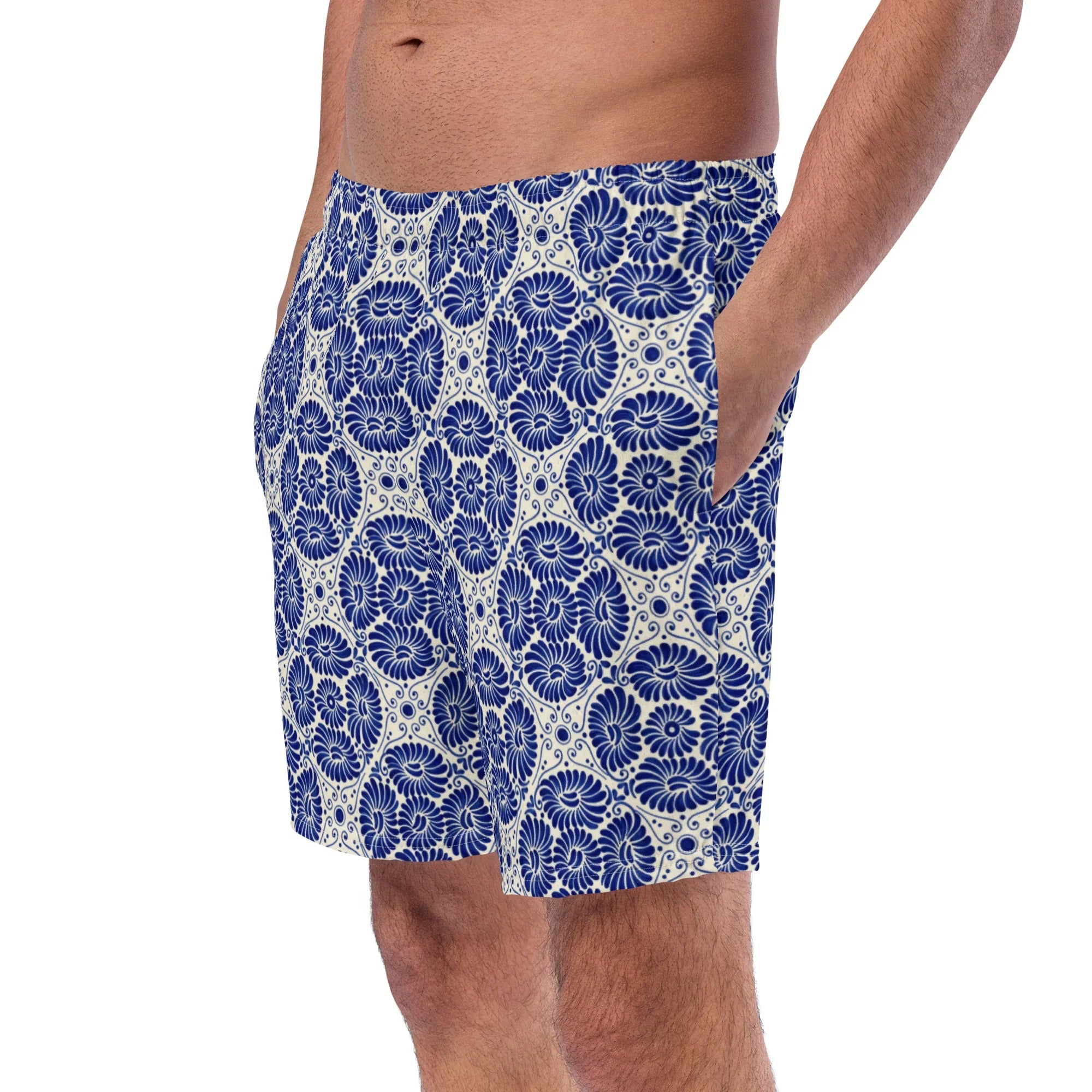 Cholula Talavera Tile Recycled Swim Trunks - The Global Wanderer
