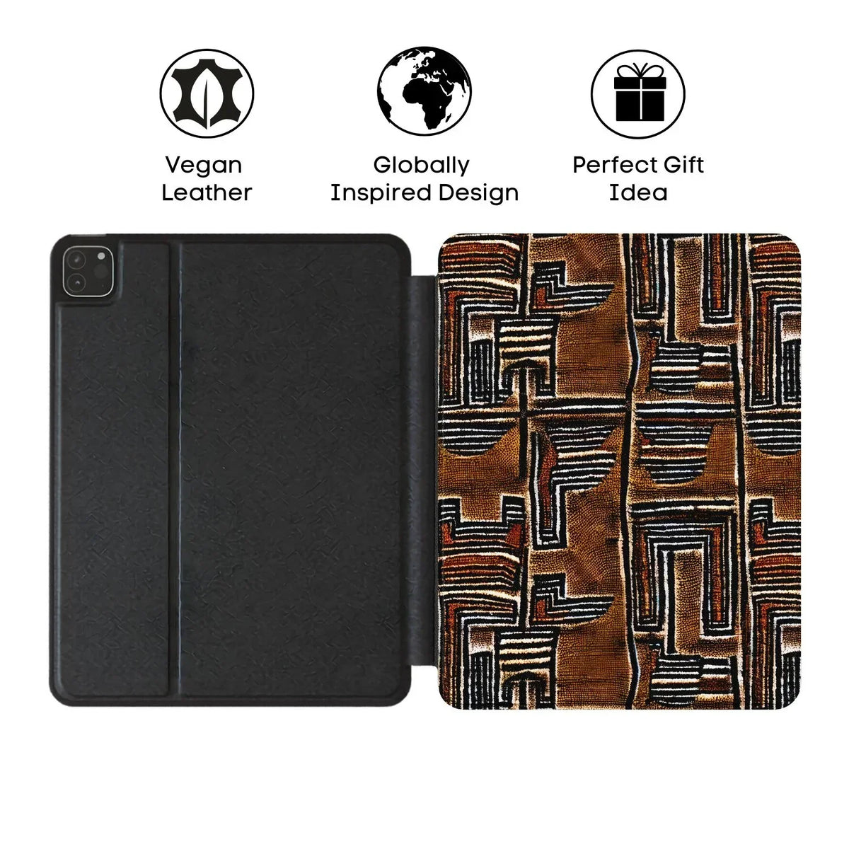 Cocoa Lines Mud Cloth iPad Case - The Global Wanderer