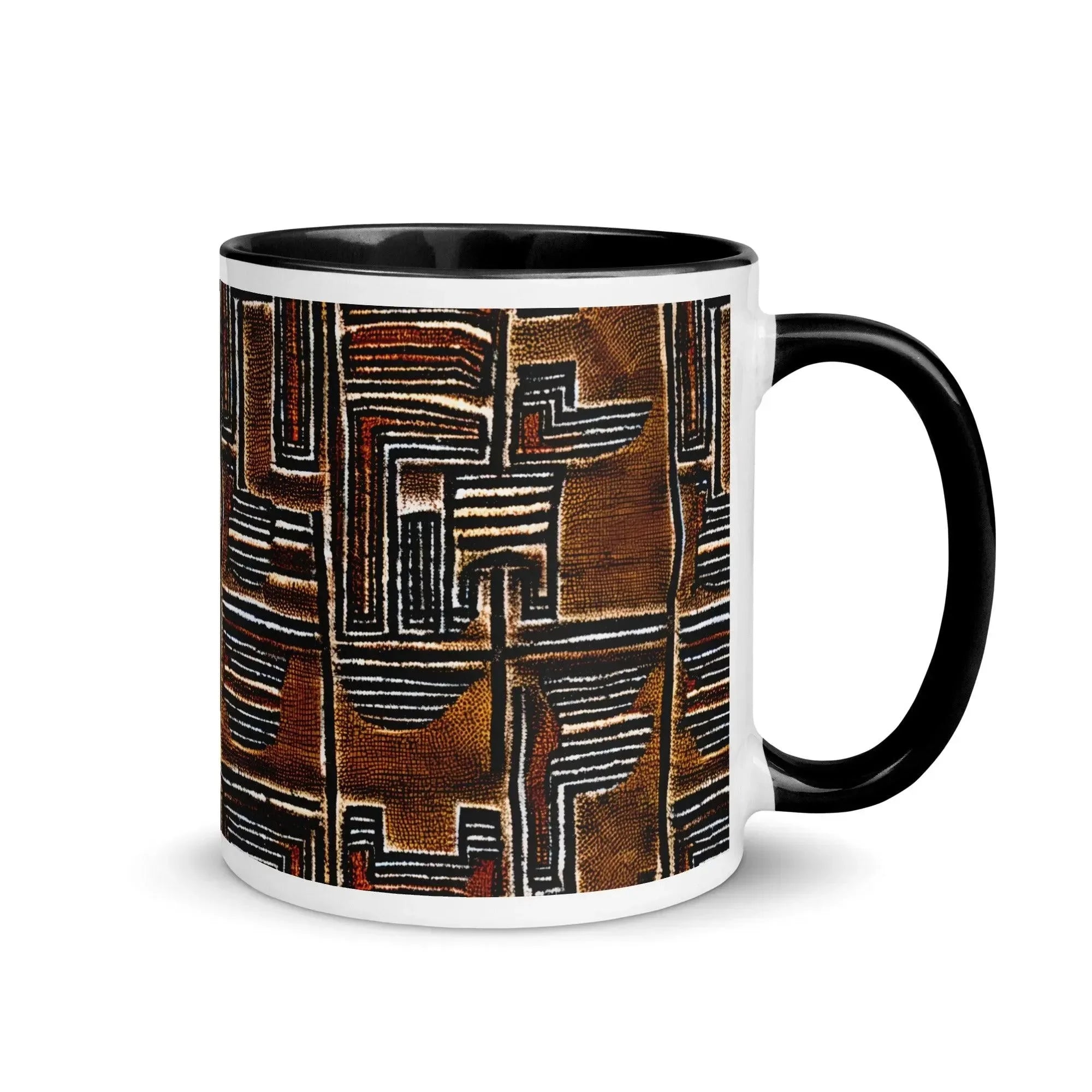 Cocoa Lines Mud Cloth Mug - The Global Wanderer