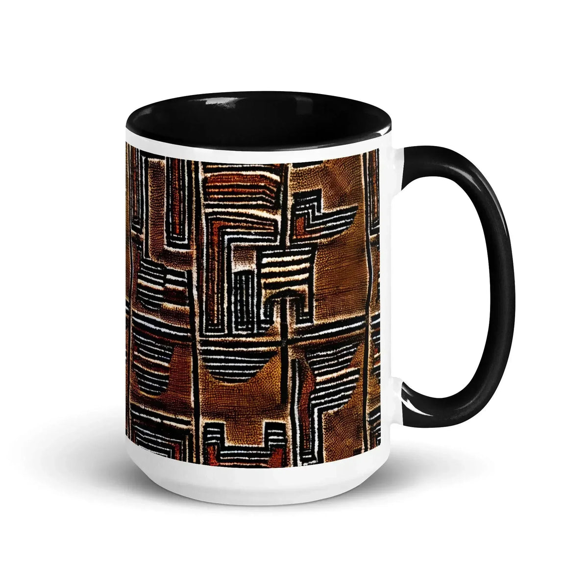 Cocoa Lines Mud Cloth Mug - The Global Wanderer