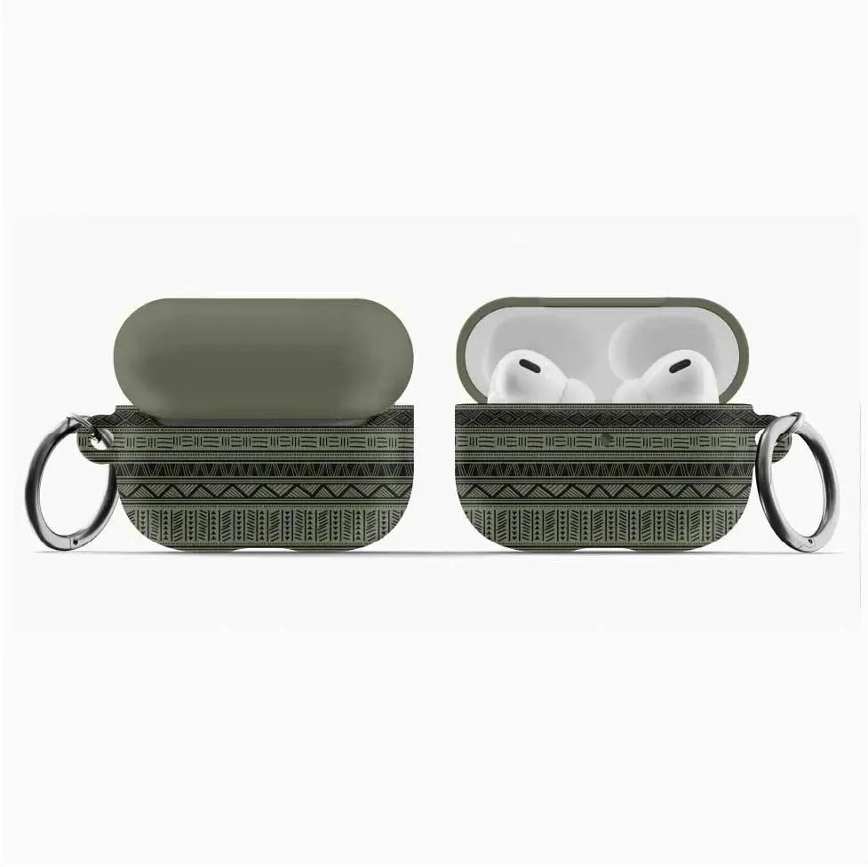 African Print AirPod Pro Case -Dark Green - The Global Wanderer
