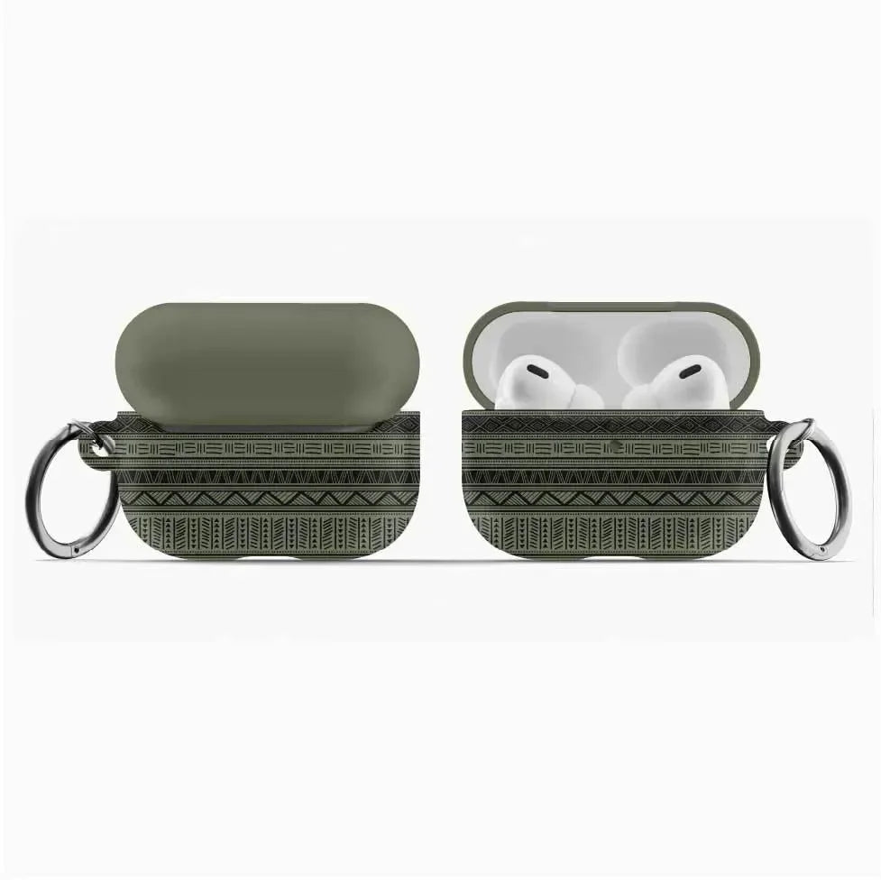 African Print AirPod Pro Case -Dark Green - The Global Wanderer