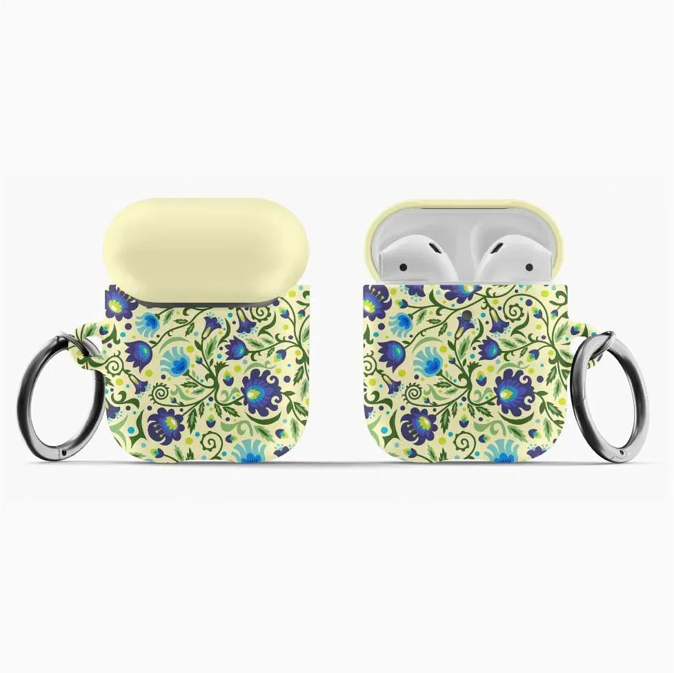 Gdańsk Blues Wycinanki AirPod Case over yellow - The Global Wanderer