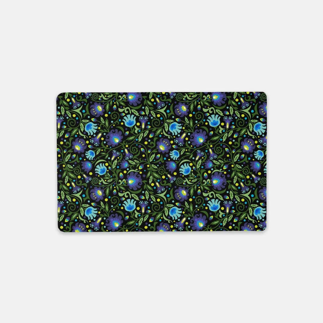 Gdańsk Blues Wycinanki Desk Mat over black - The Global Wanderer