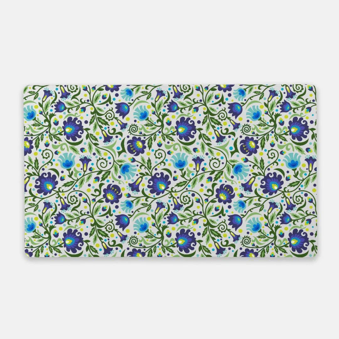 Gdańsk Blues Wycinanki Desk Mat over white - The Global Wanderer