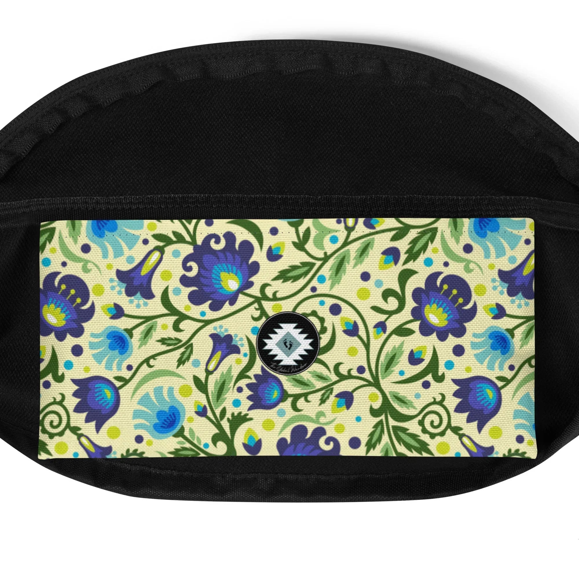 Gdańsk Blues Wycinanki Fanny Pack over yellow - The Global Wanderer