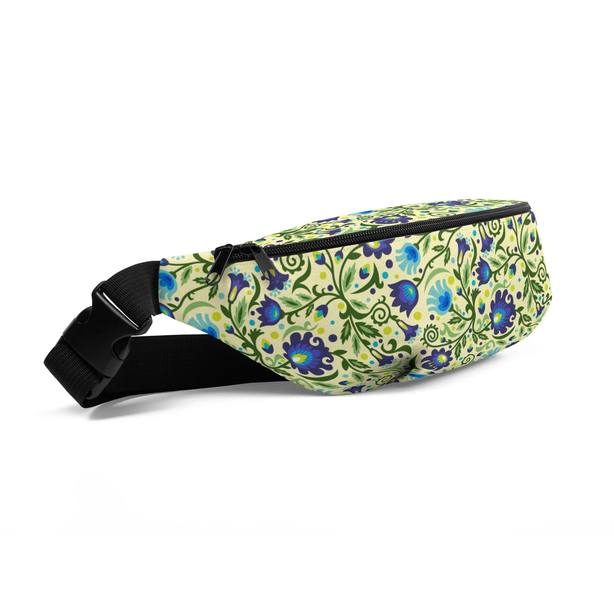 Gdańsk Blues Wycinanki Fanny Pack over yellow - The Global Wanderer