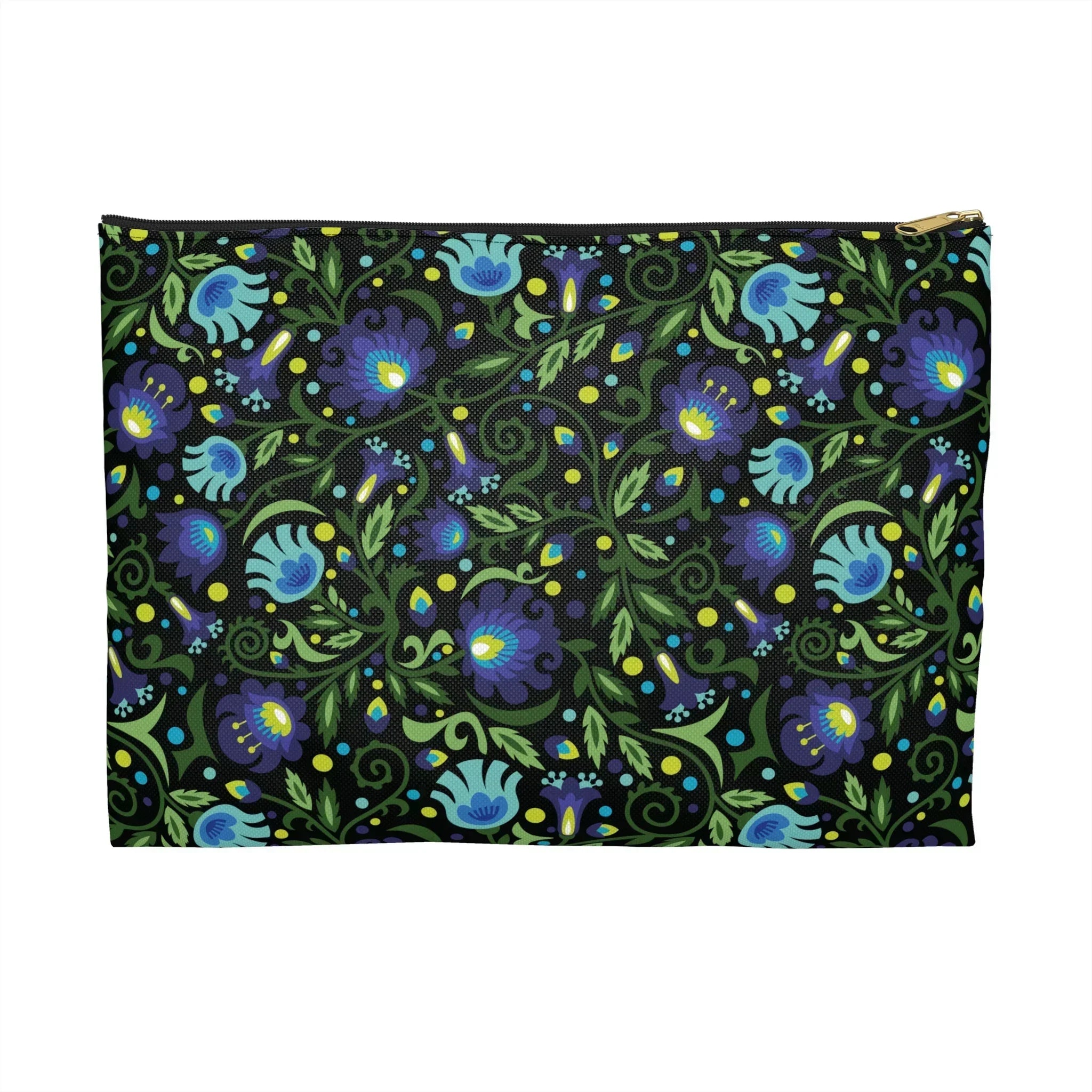 Gdańsk Blues Wycinanki Flat Pouch over black - The Global Wanderer