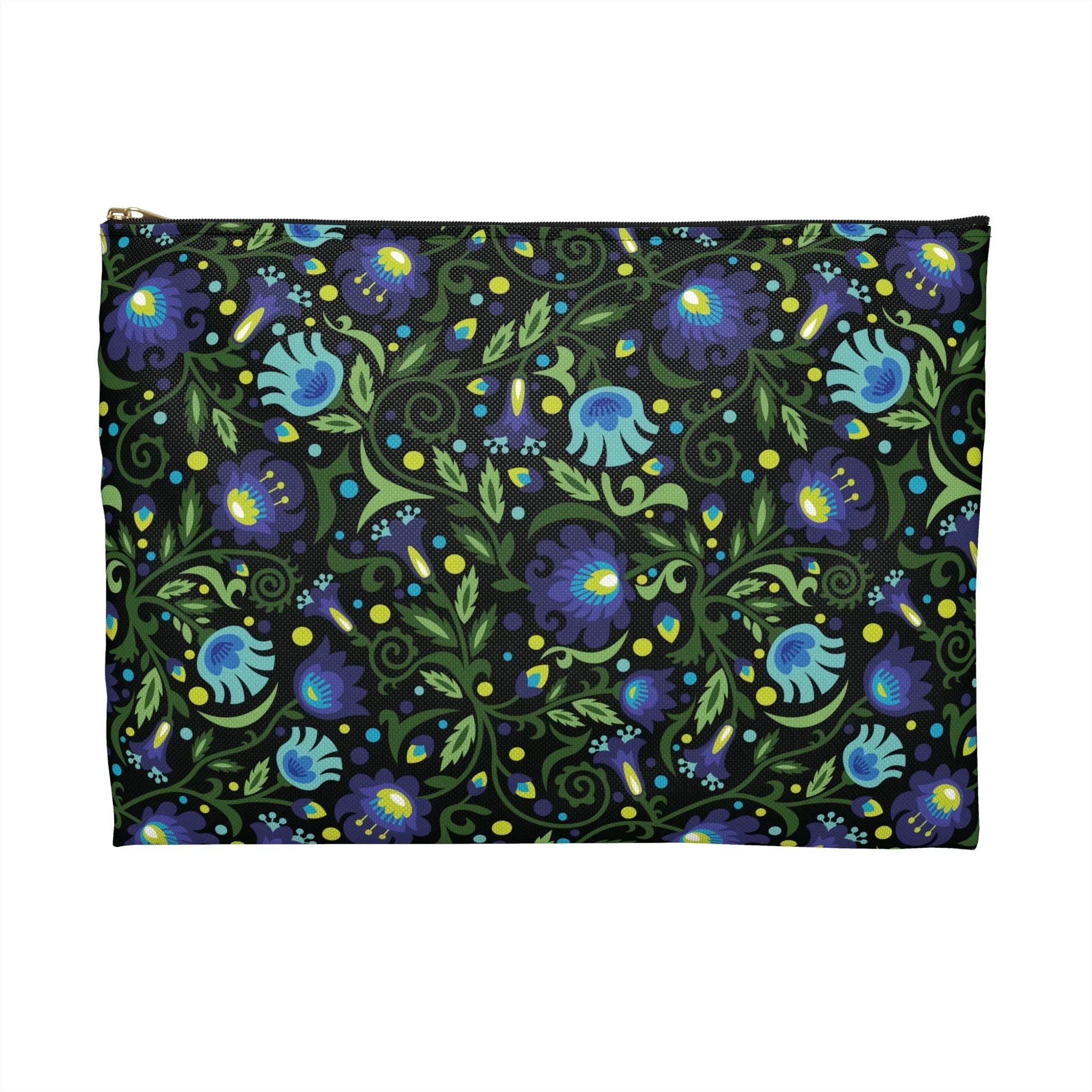 Gdańsk Blues Wycinanki Flat Pouch over black - The Global Wanderer