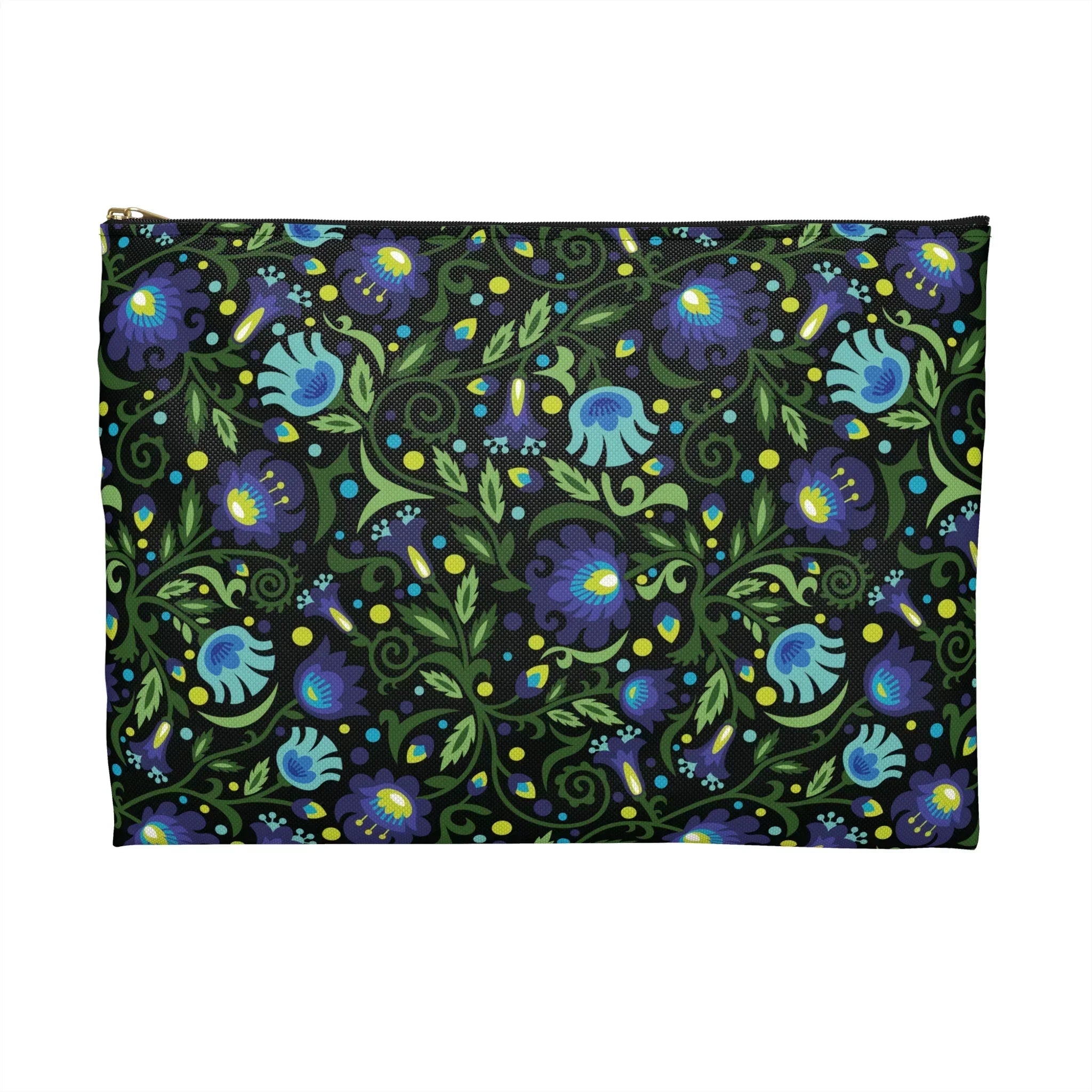 Gdańsk Blues Wycinanki Flat Pouch over black - The Global Wanderer