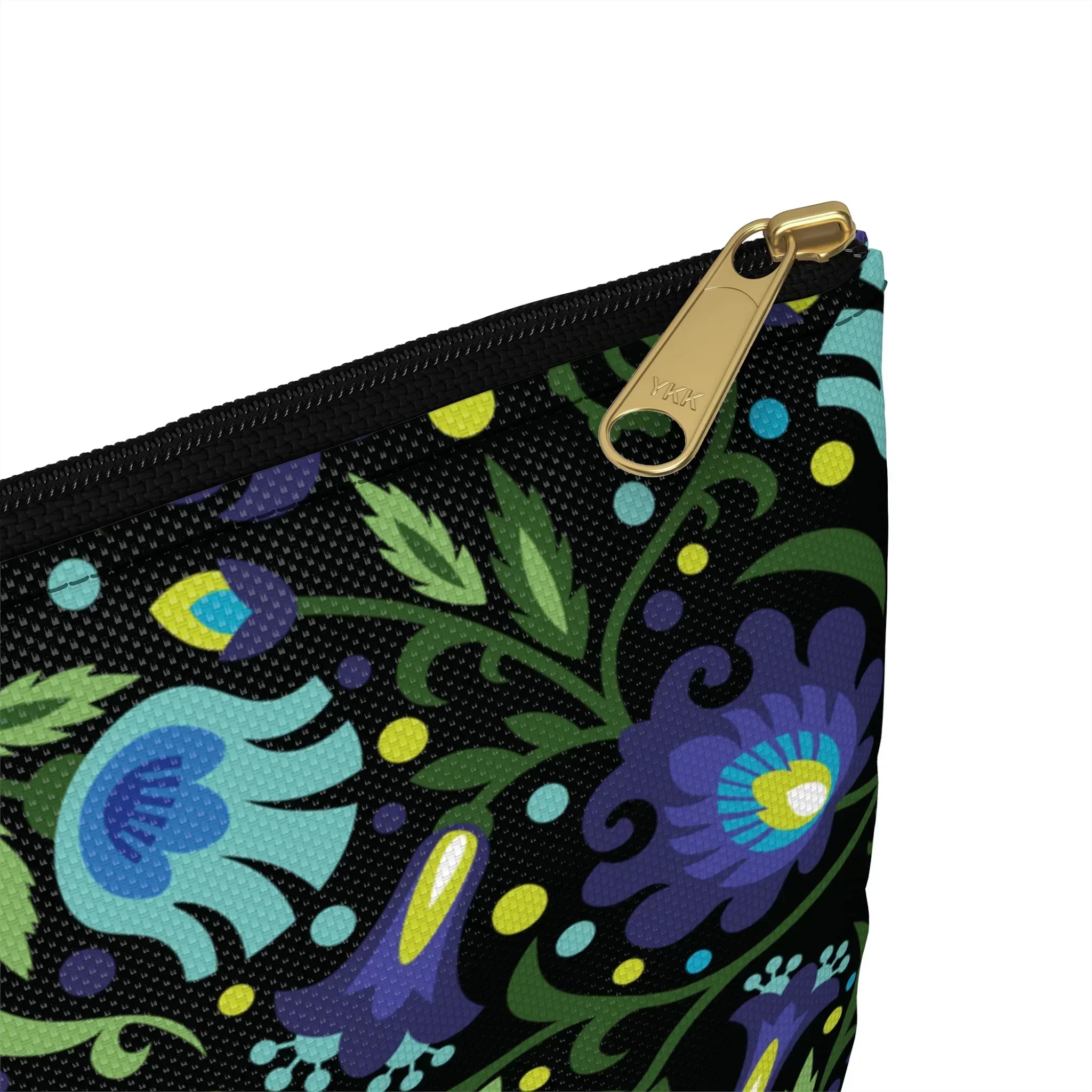 Gdańsk Blues Wycinanki Flat Pouch over black - The Global Wanderer