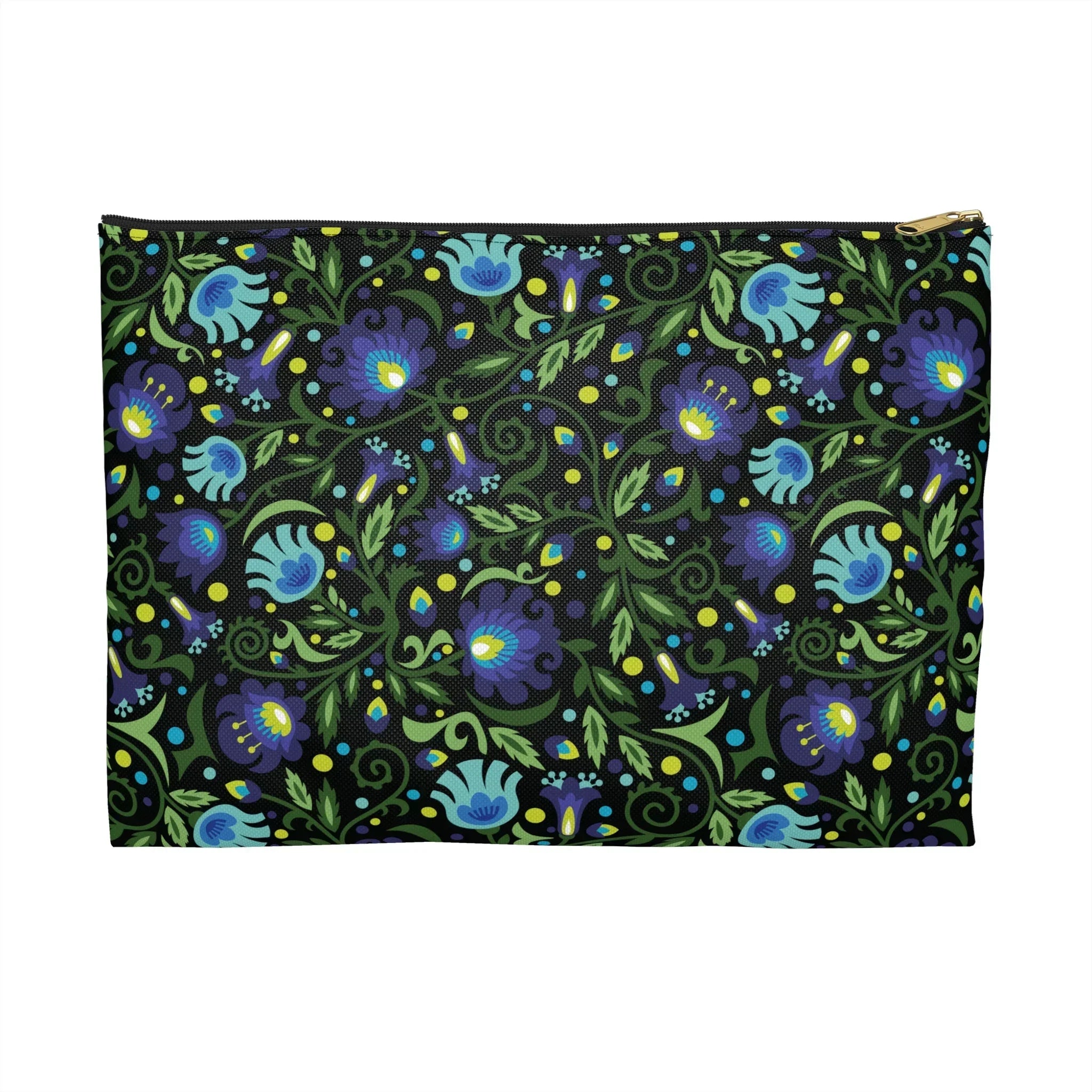 Gdańsk Blues Wycinanki Flat Pouch over black - The Global Wanderer