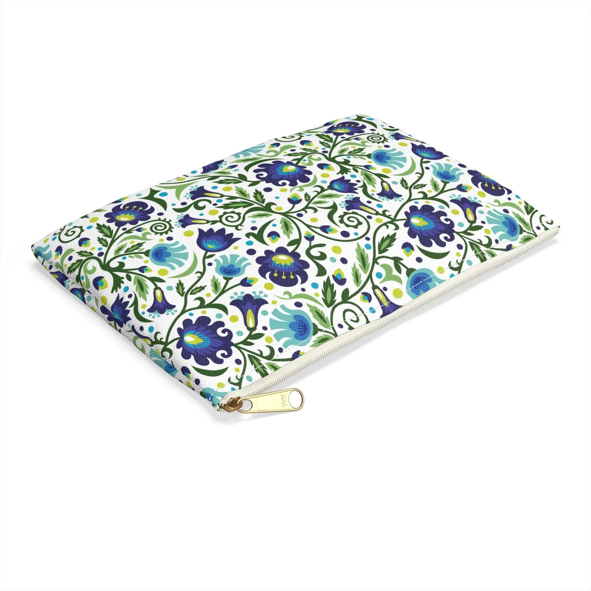 Gdańsk Blues Wycinanki Flat Pouch over white - The Global Wanderer