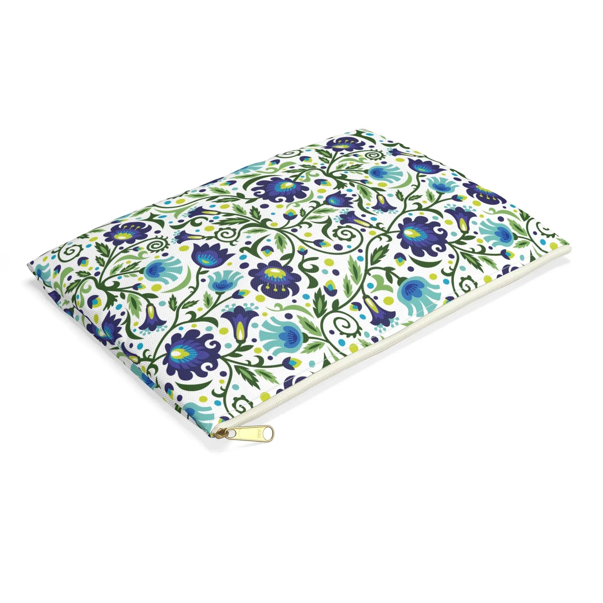 Gdańsk Blues Wycinanki Flat Pouch over white - The Global Wanderer