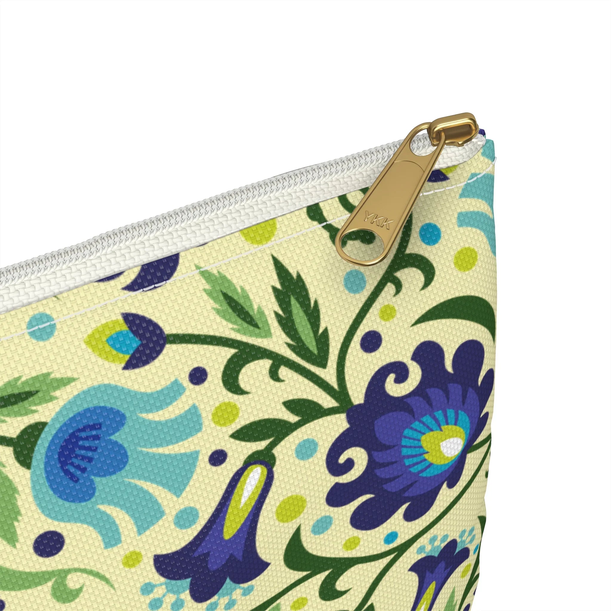 Gdańsk Blues Wycinanki Flat Pouch over yellow - The Global Wanderer