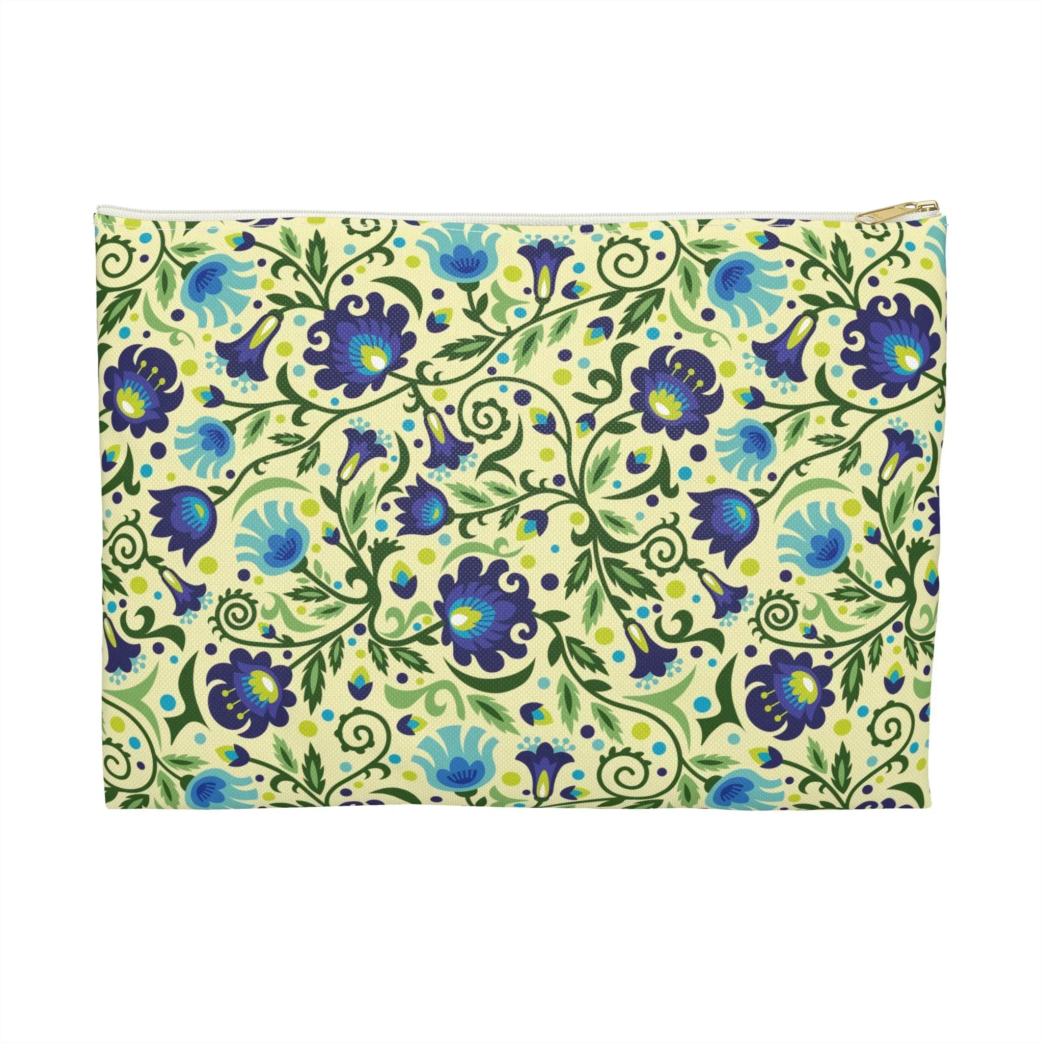 Gdańsk Blues Wycinanki Flat Pouch over yellow - The Global Wanderer