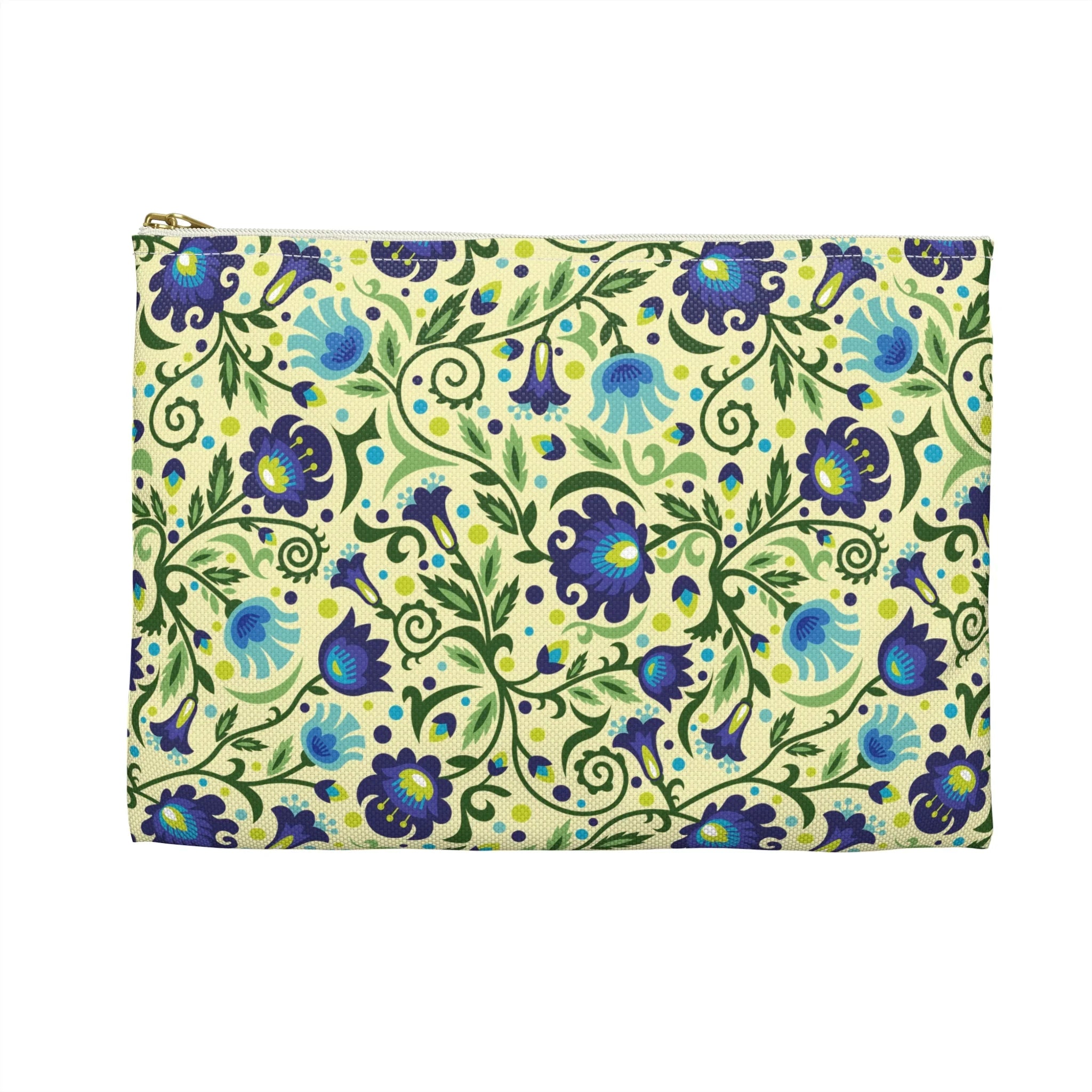 Gdańsk Blues Wycinanki Flat Pouch over yellow - The Global Wanderer