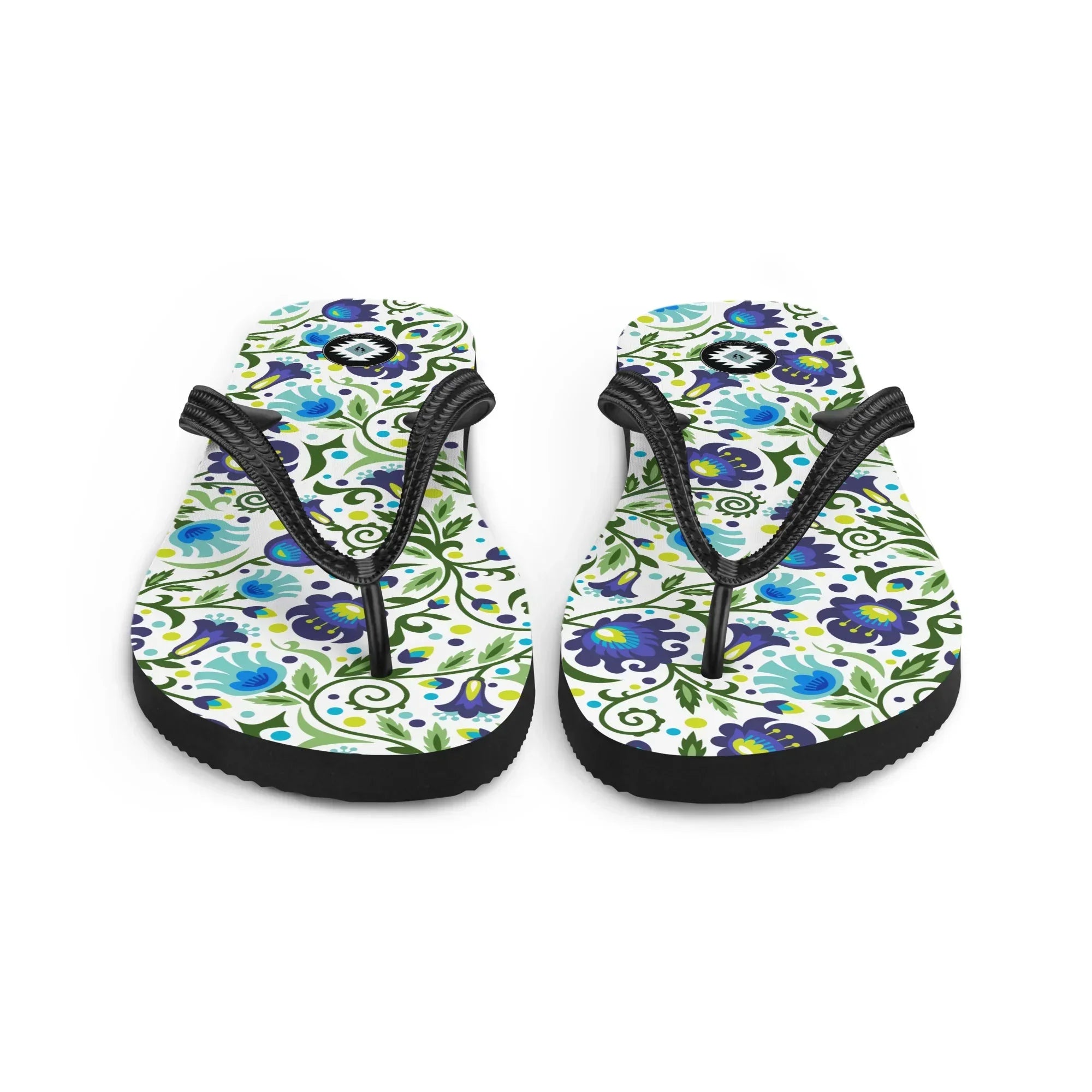 Gdańsk Blues Wycinanki Flip Flops over white - The Global Wanderer