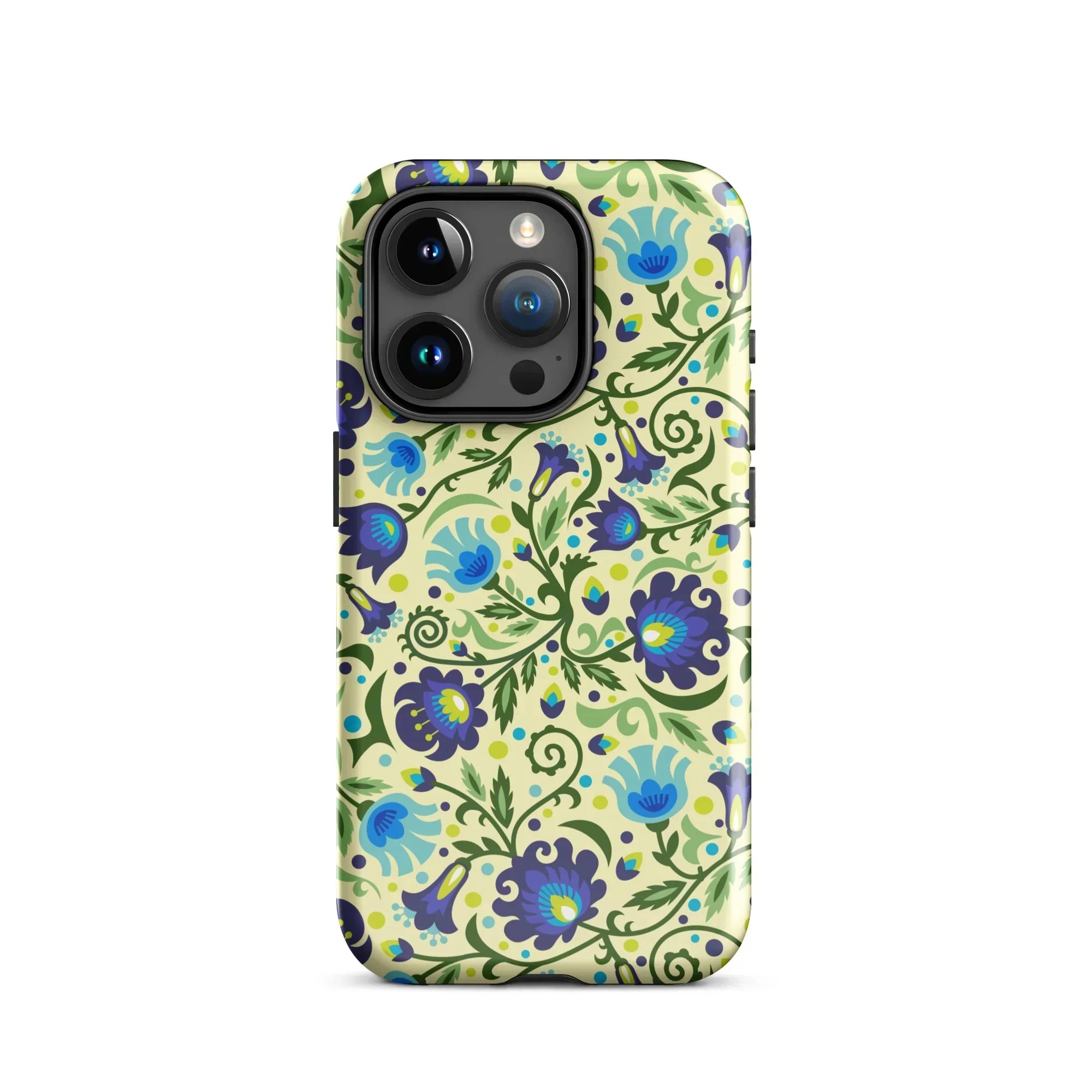 Gdańsk Blues Wycinanki iPhone Case over yellow - The Global Wanderer