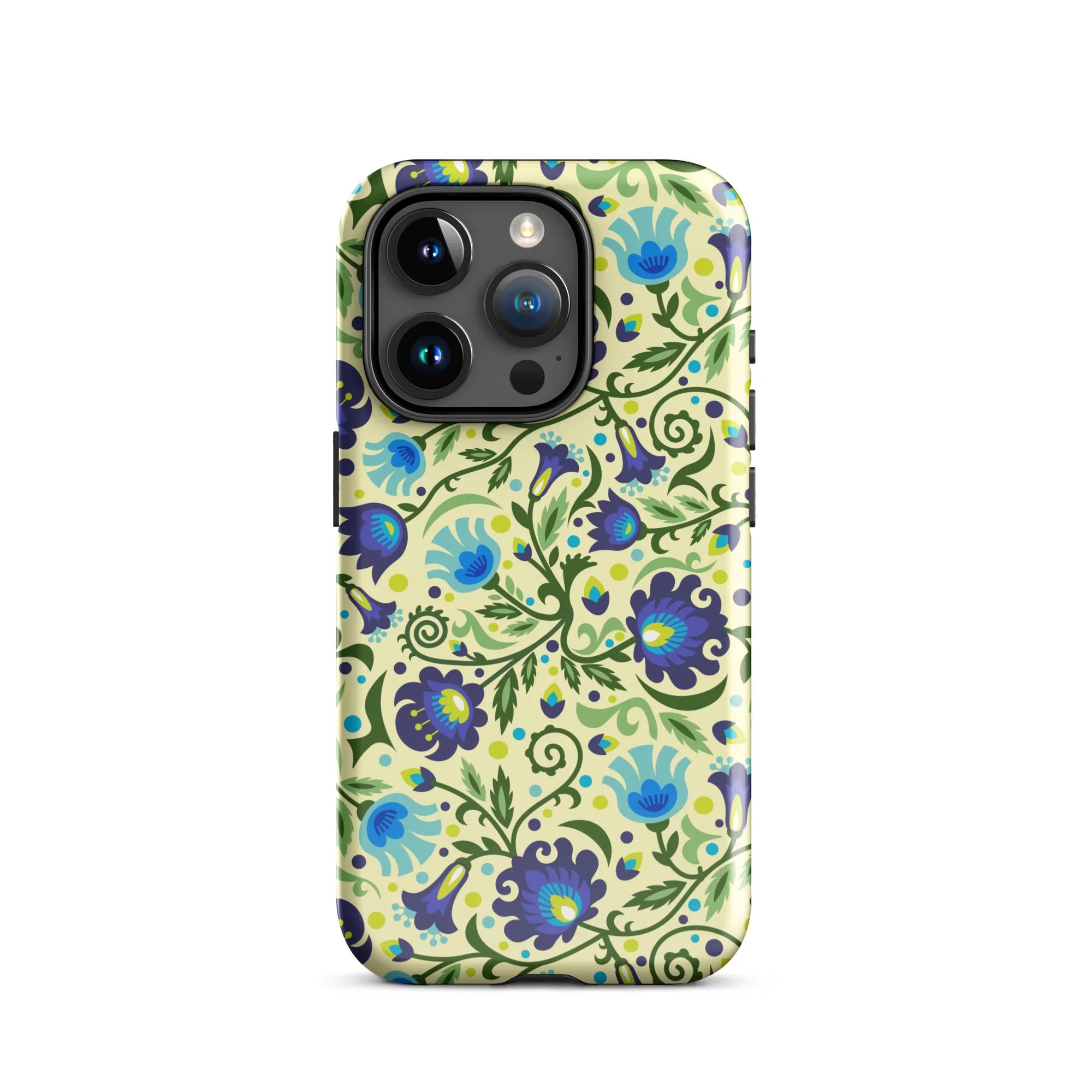 Gdańsk Blues Wycinanki iPhone Case over yellow - The Global Wanderer