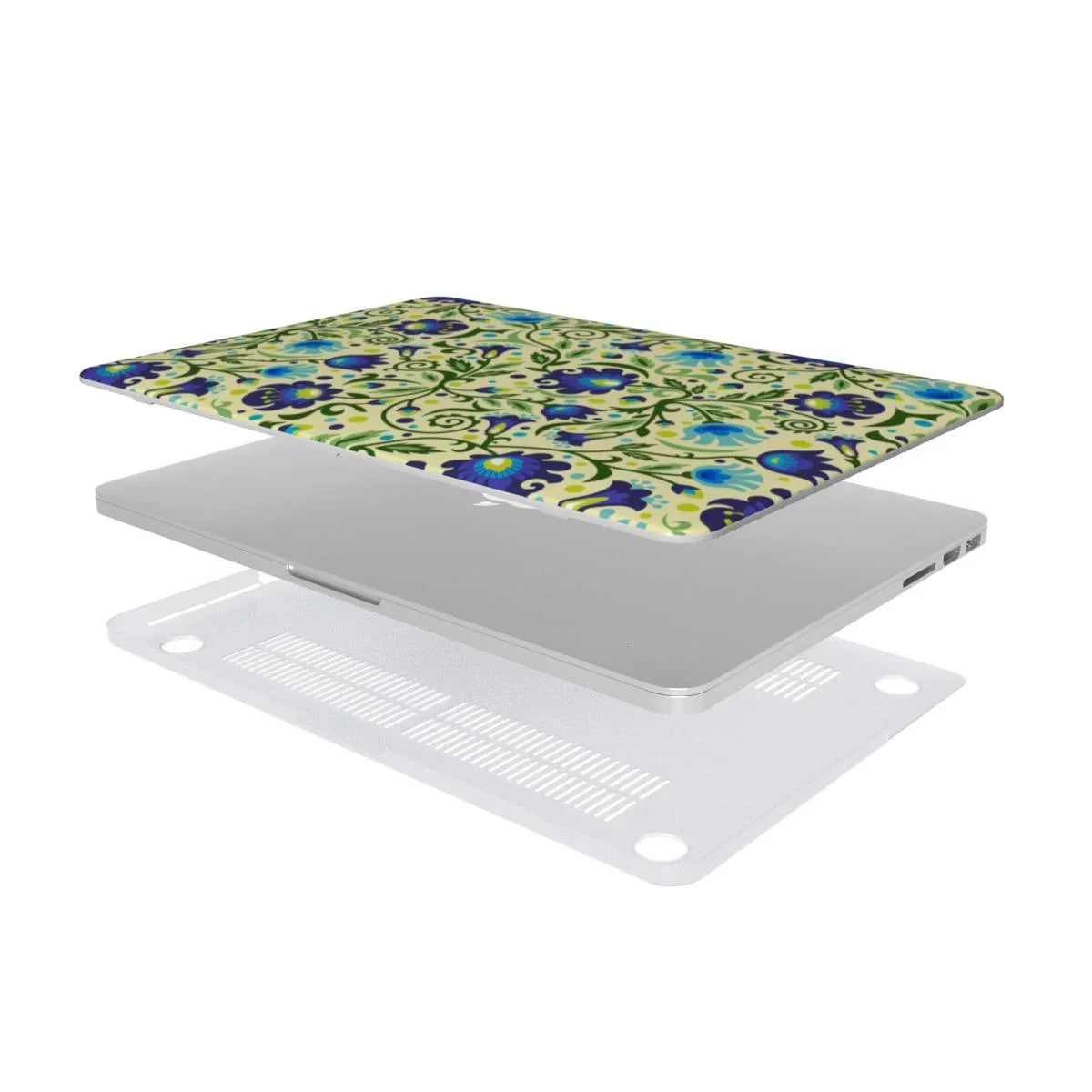Gdańsk Blues Wycinanki MacBook Case over yellow - The Global Wanderer
