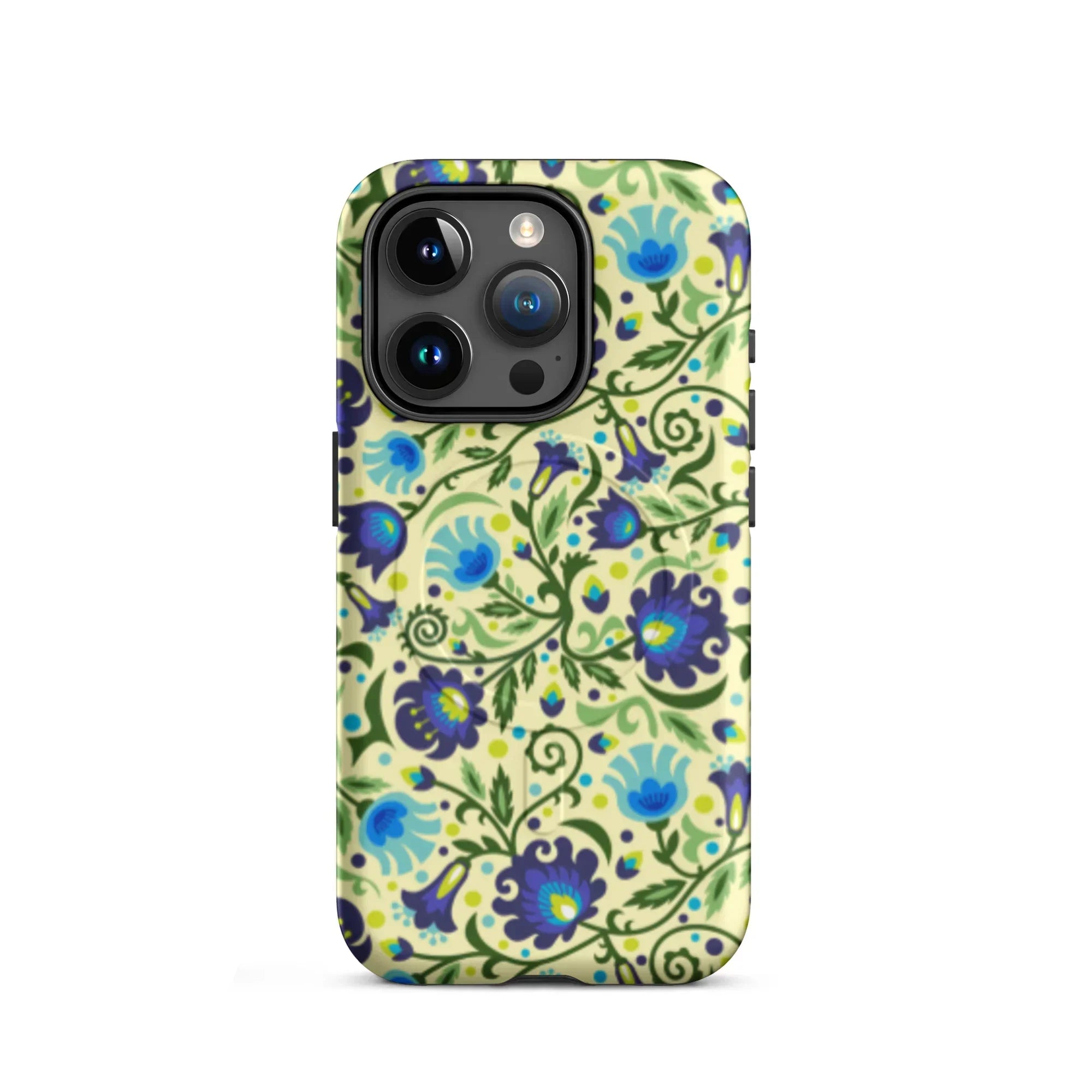 Gdańsk Blues Wycinanki MagSafe iPhone Case over yellow - The Global Wanderer