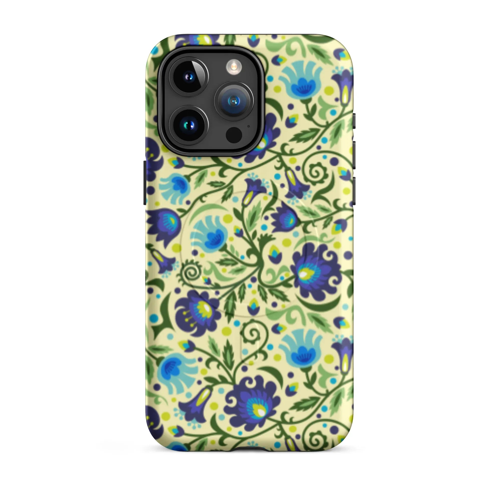 Gdańsk Blues Wycinanki MagSafe iPhone Case over yellow - The Global Wanderer