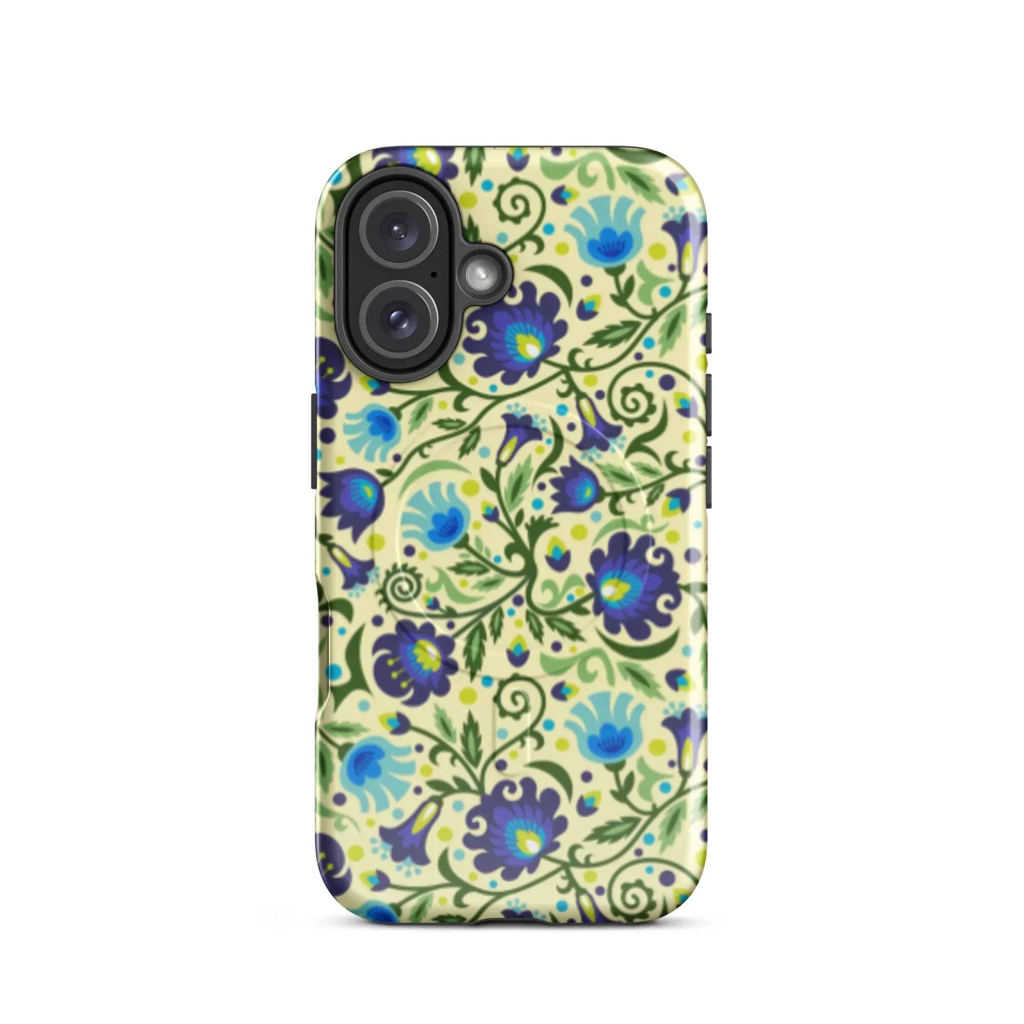 Gdańsk Blues Wycinanki MagSafe iPhone Case over yellow - The Global Wanderer