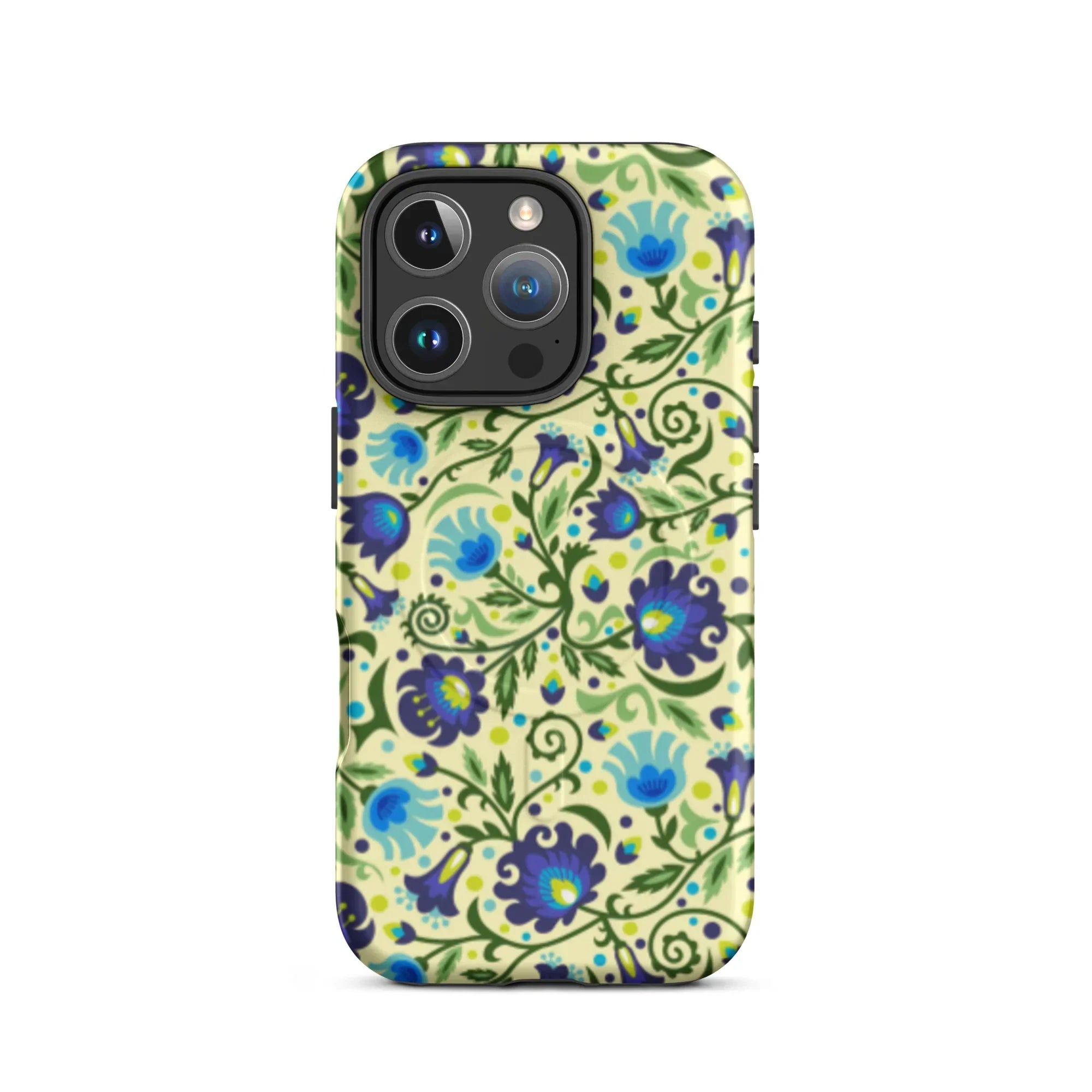 Gdańsk Blues Wycinanki MagSafe iPhone Case over yellow - The Global Wanderer