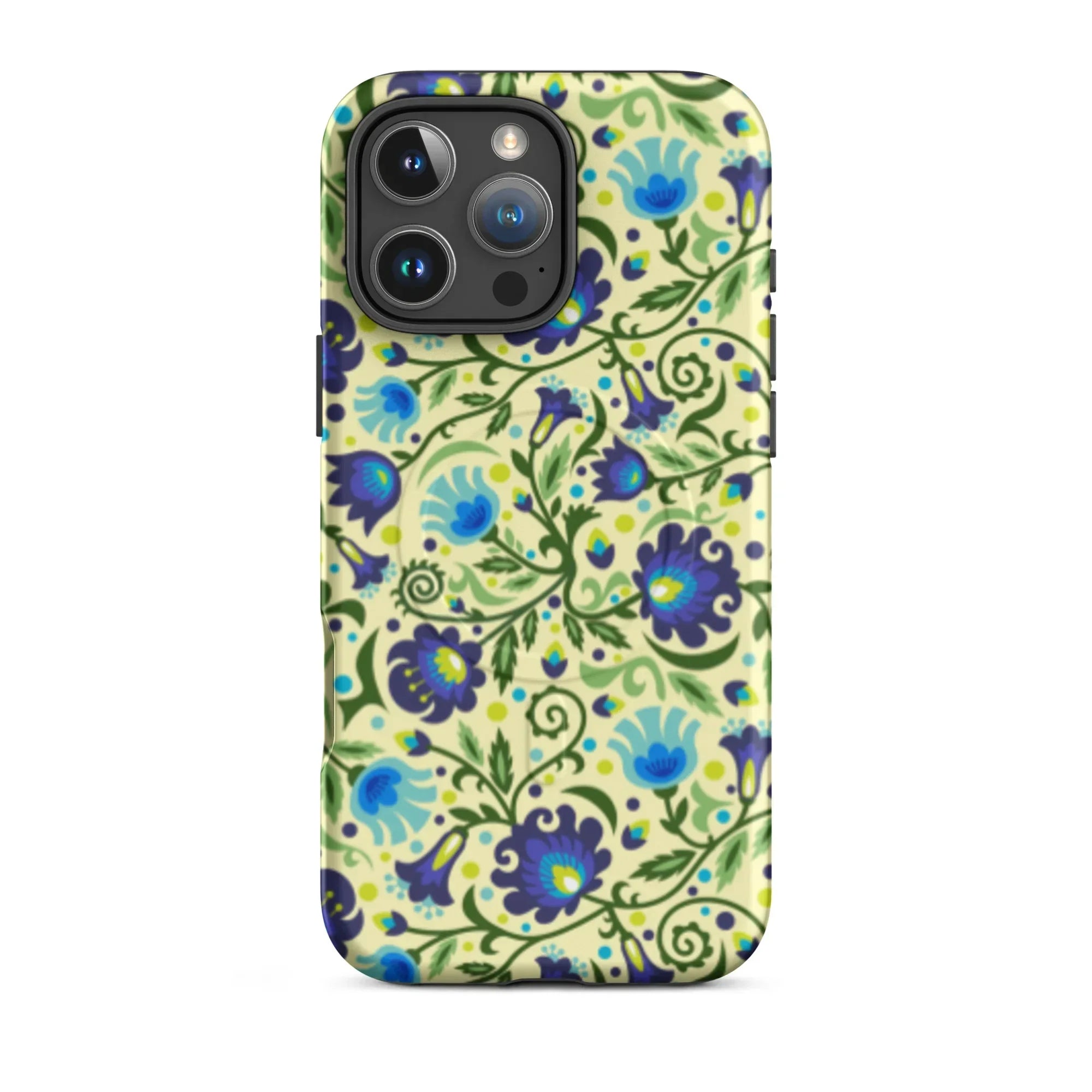 Gdańsk Blues Wycinanki MagSafe iPhone Case over yellow - The Global Wanderer