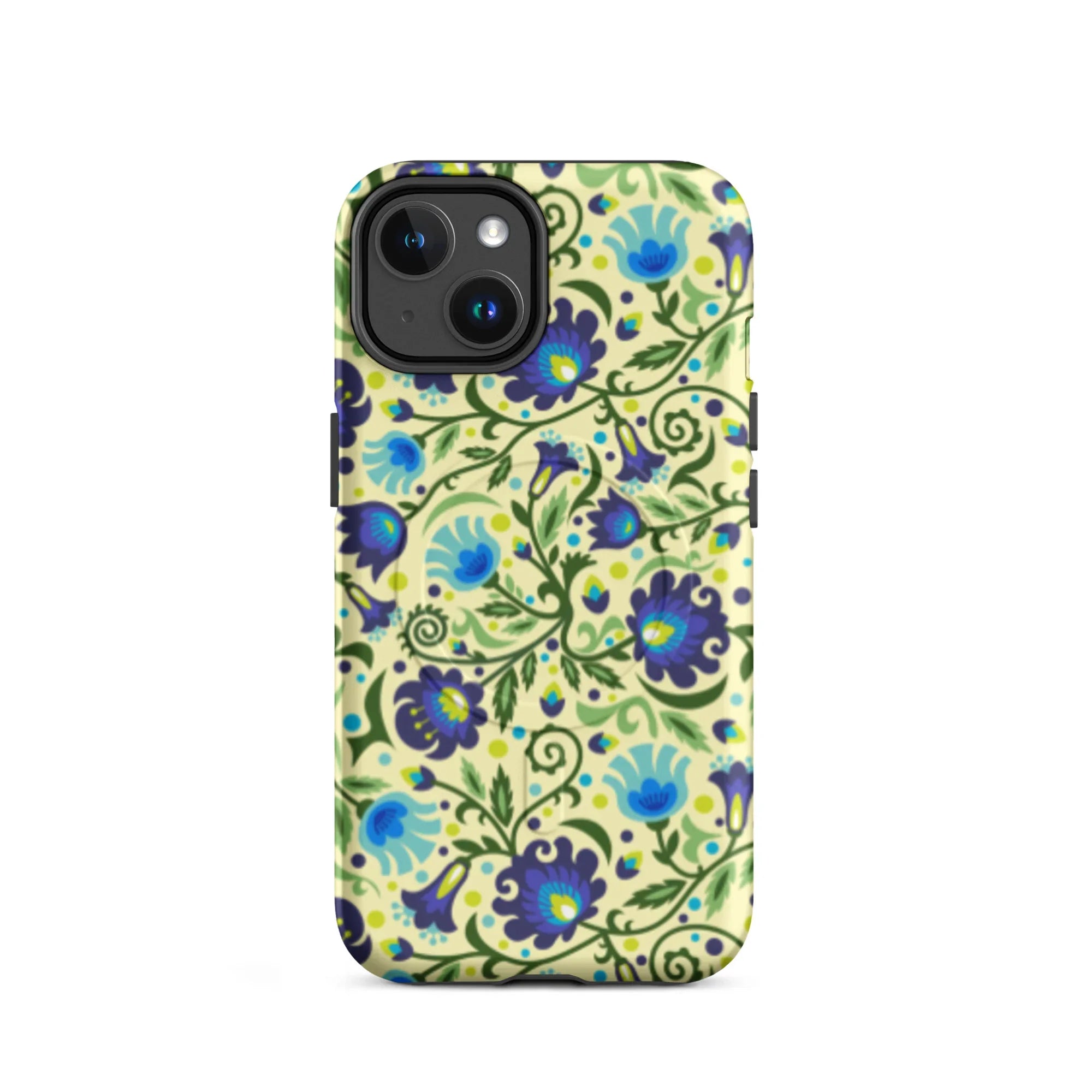 Gdańsk Blues Wycinanki MagSafe iPhone Case over yellow - The Global Wanderer