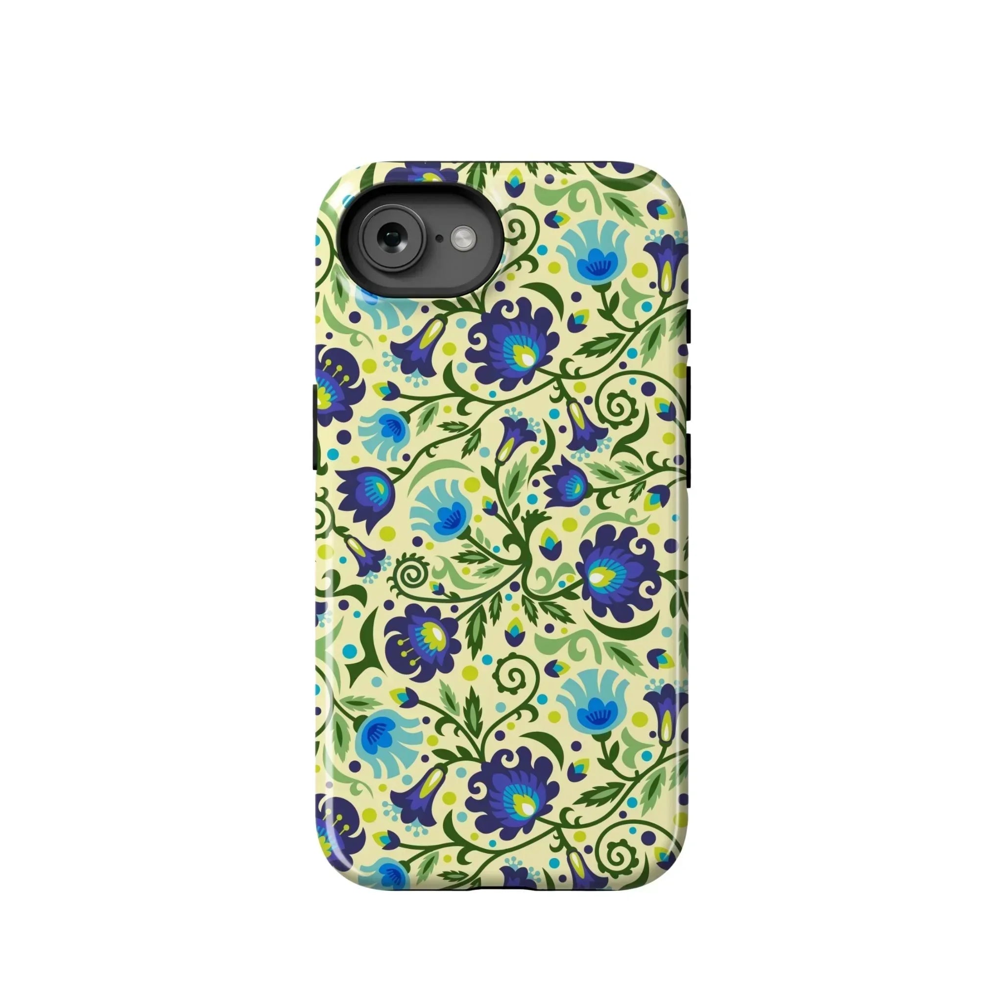 Gdańsk Blues Wycinanki iPhone Case over yellow - The Global Wanderer