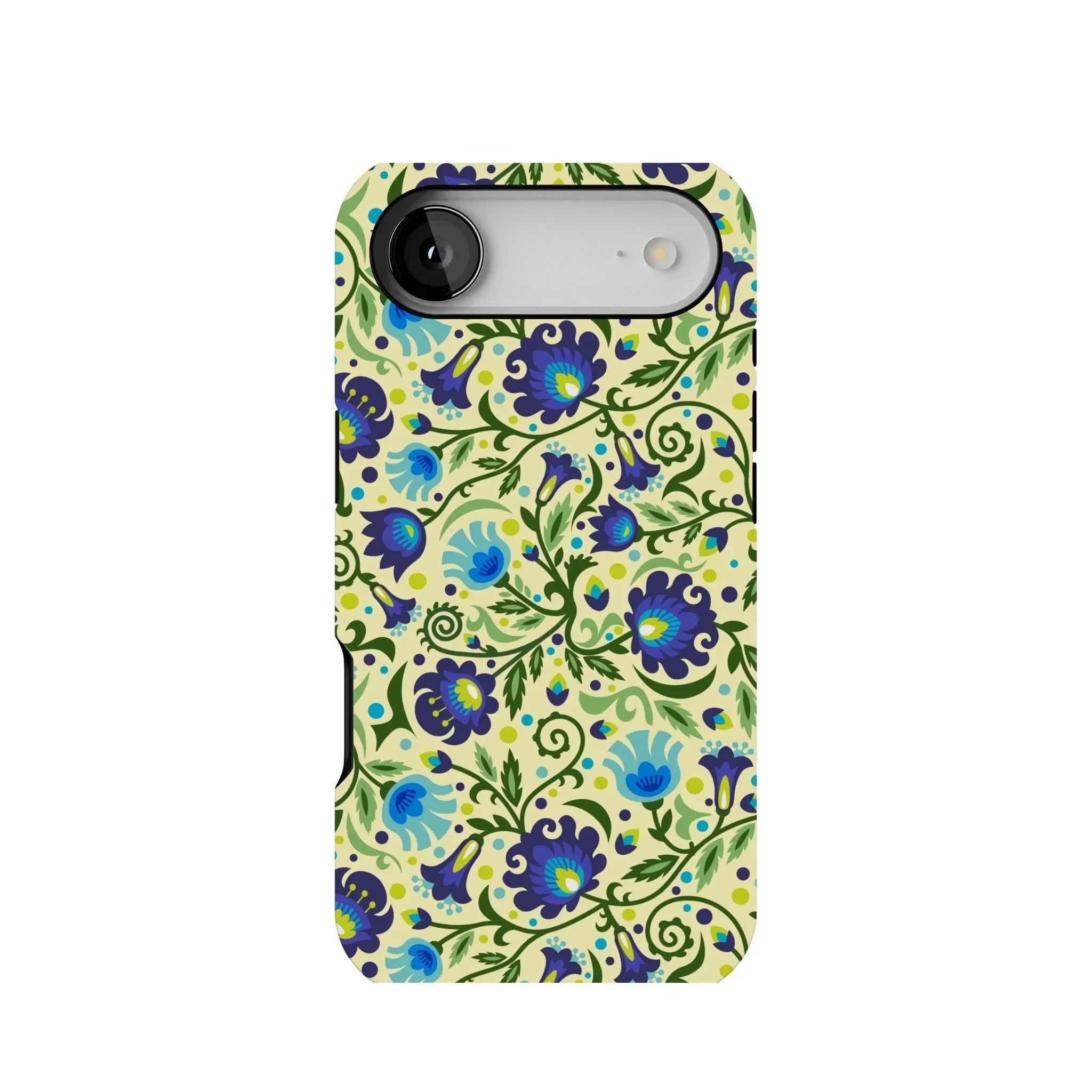 Gdańsk Blues Wycinanki MagSafe iPhone Case over yellow - The Global Wanderer