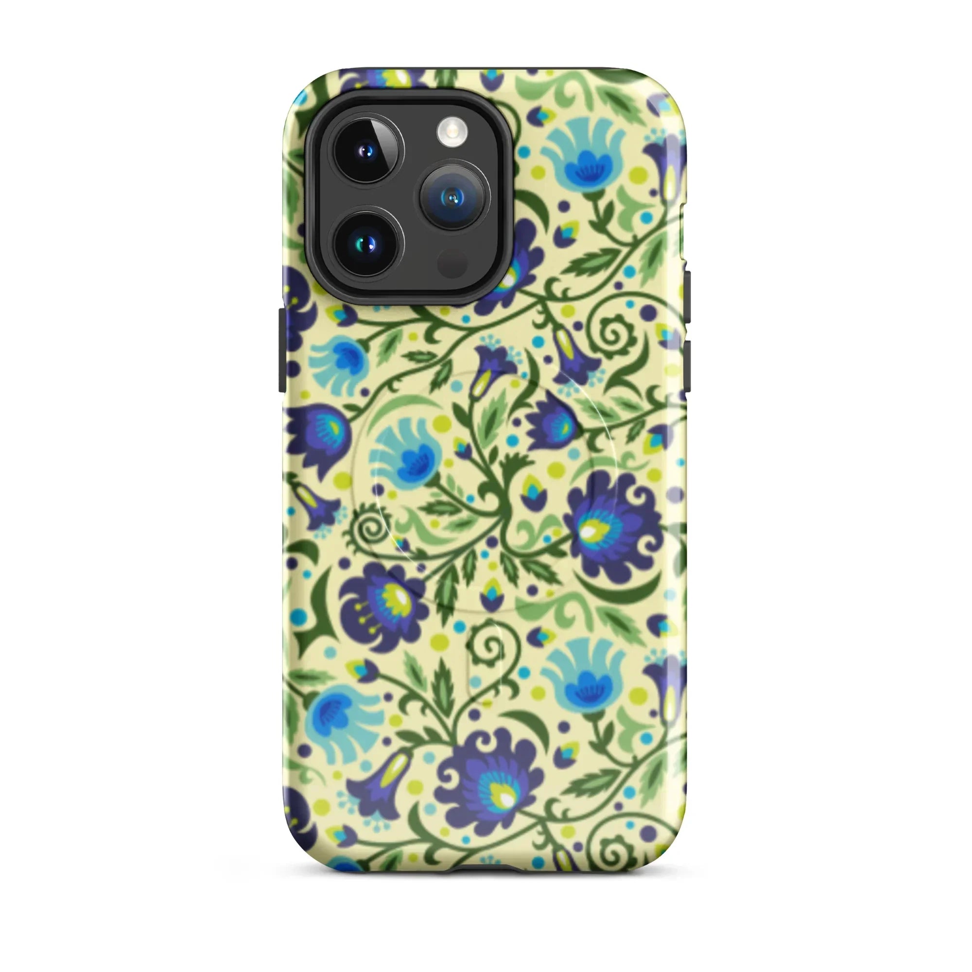 Gdańsk Blues Wycinanki MagSafe iPhone Case over yellow - The Global Wanderer