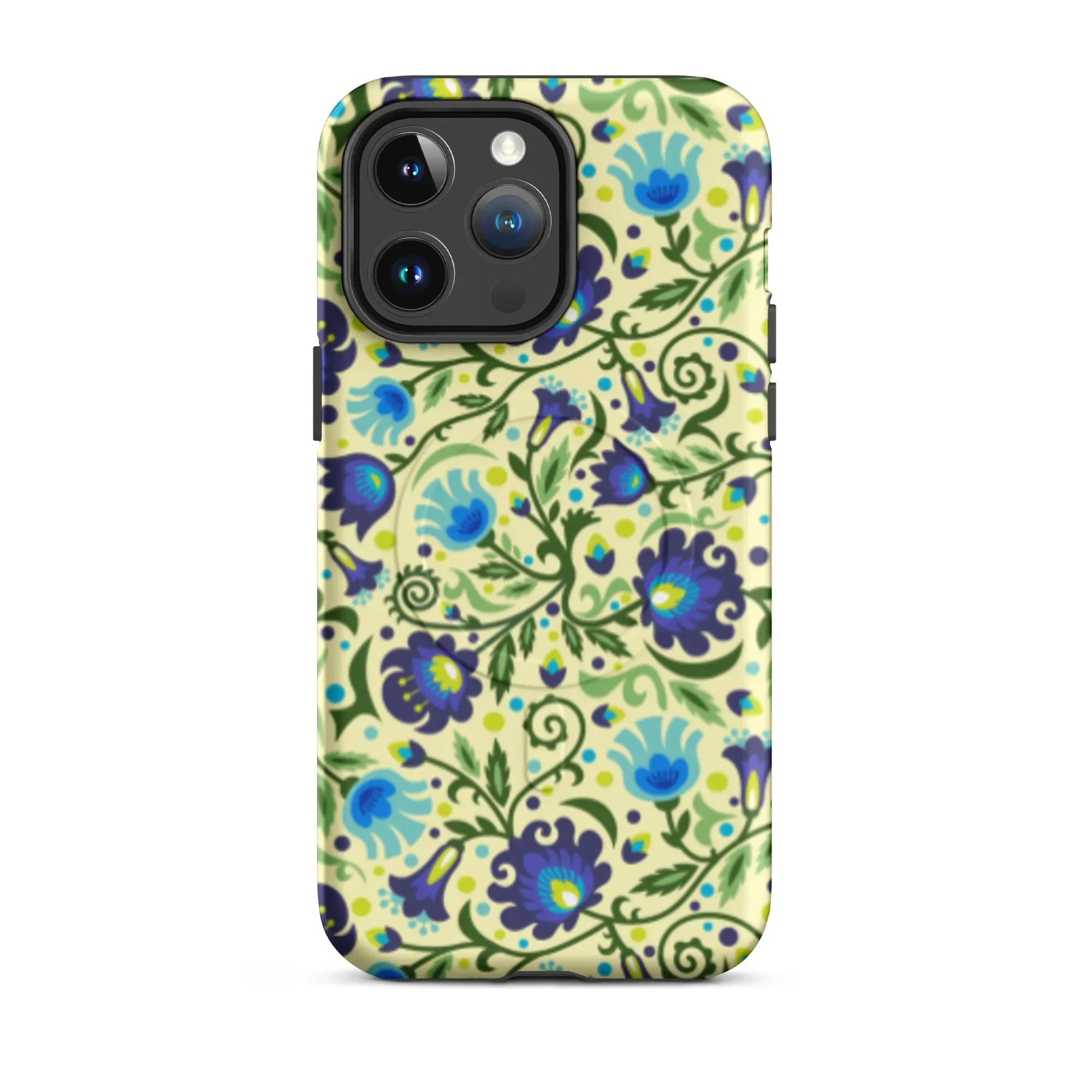 Gdańsk Blues Wycinanki MagSafe iPhone Case over yellow - The Global Wanderer