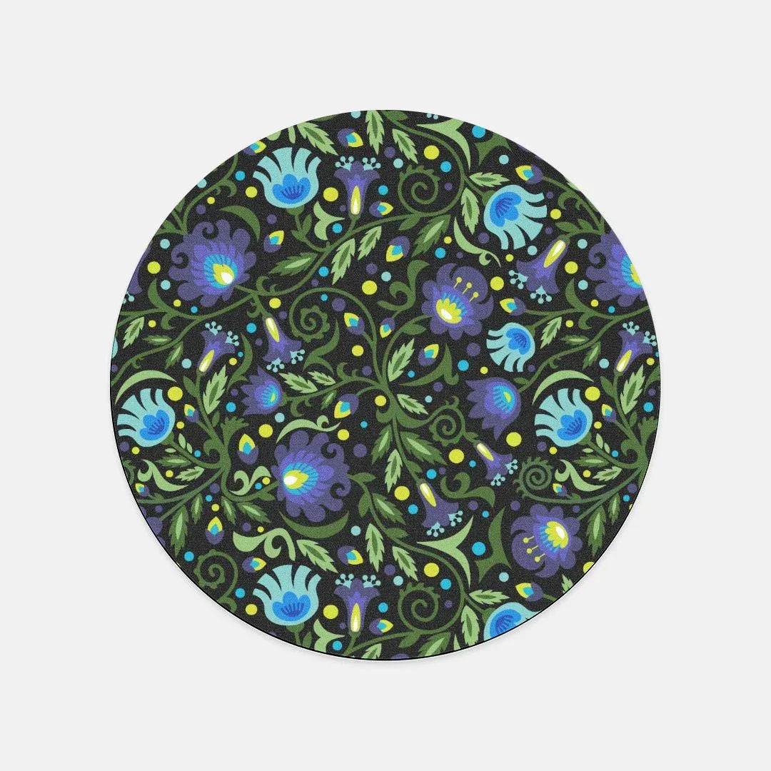 Gdańsk Blues Wycinanki Mouse Pad over black - The Global Wanderer