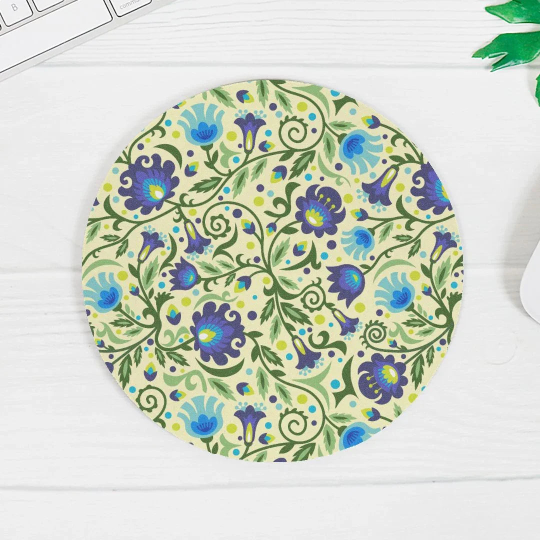 Gdańsk Blues Wycinanki Mouse Pad over yellow - The Global Wanderer