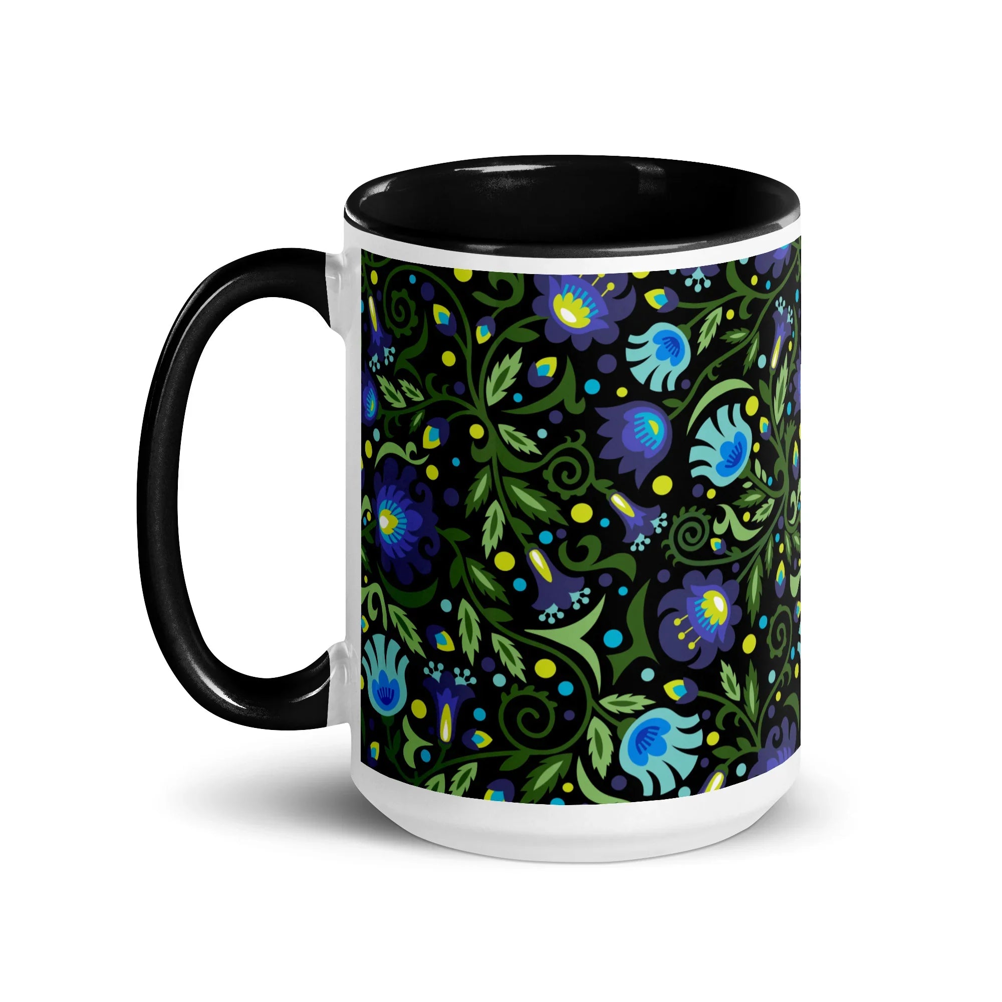 Gdańsk Blues Wycinanki Mug over black - The Global Wanderer